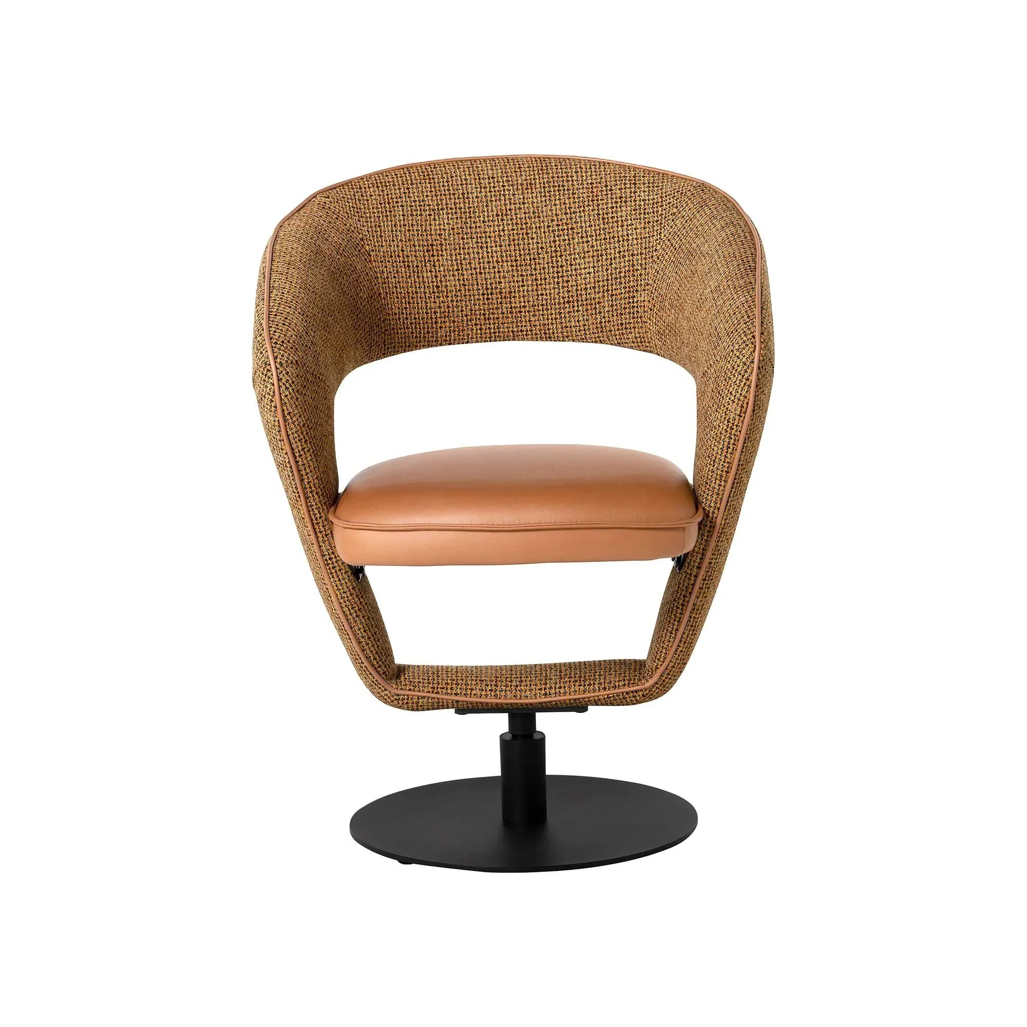 Ramone Swivel Dining Chair High Arm - Brown, Fabric