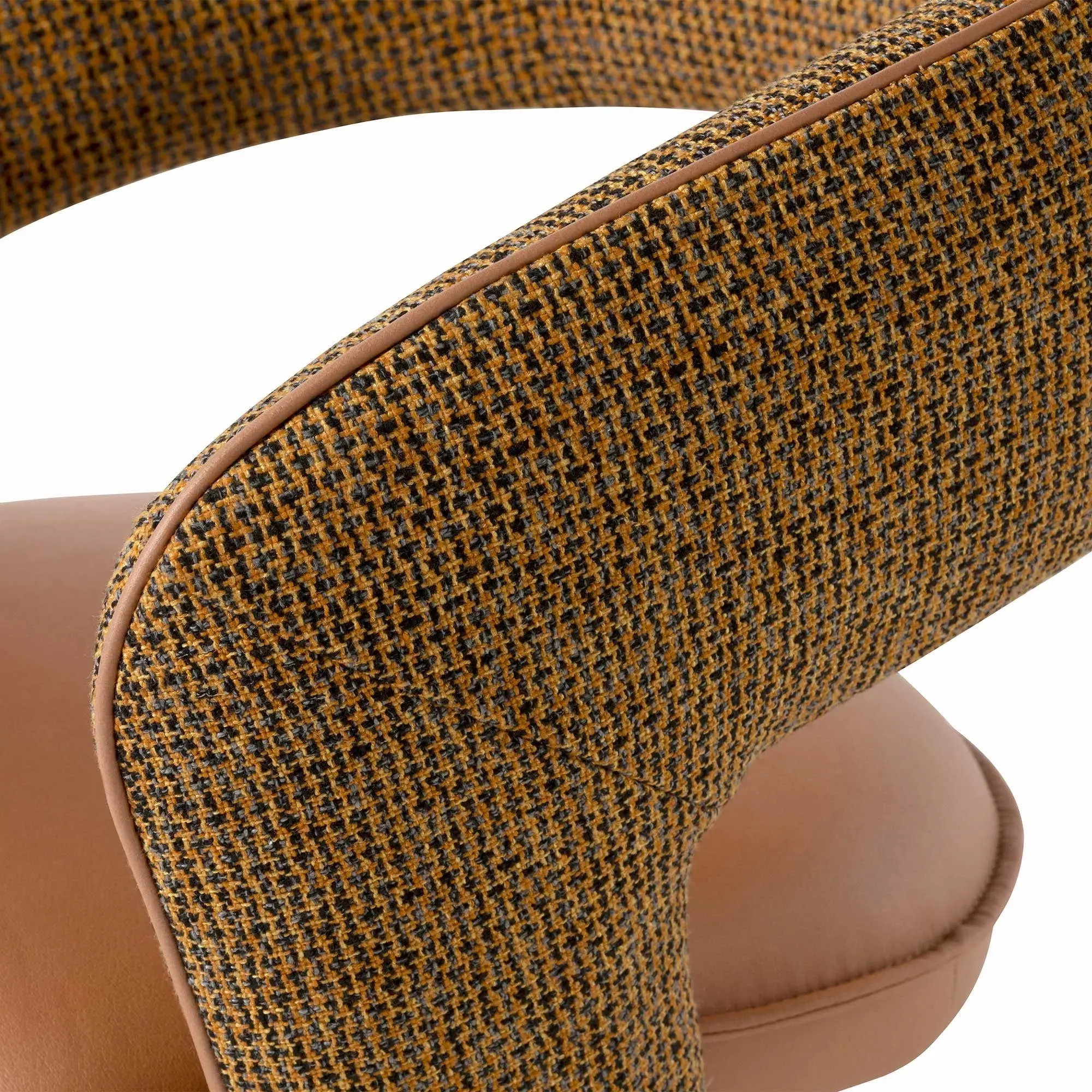 Ramone Swivel Dining Chair High Arm - Brown, Fabric