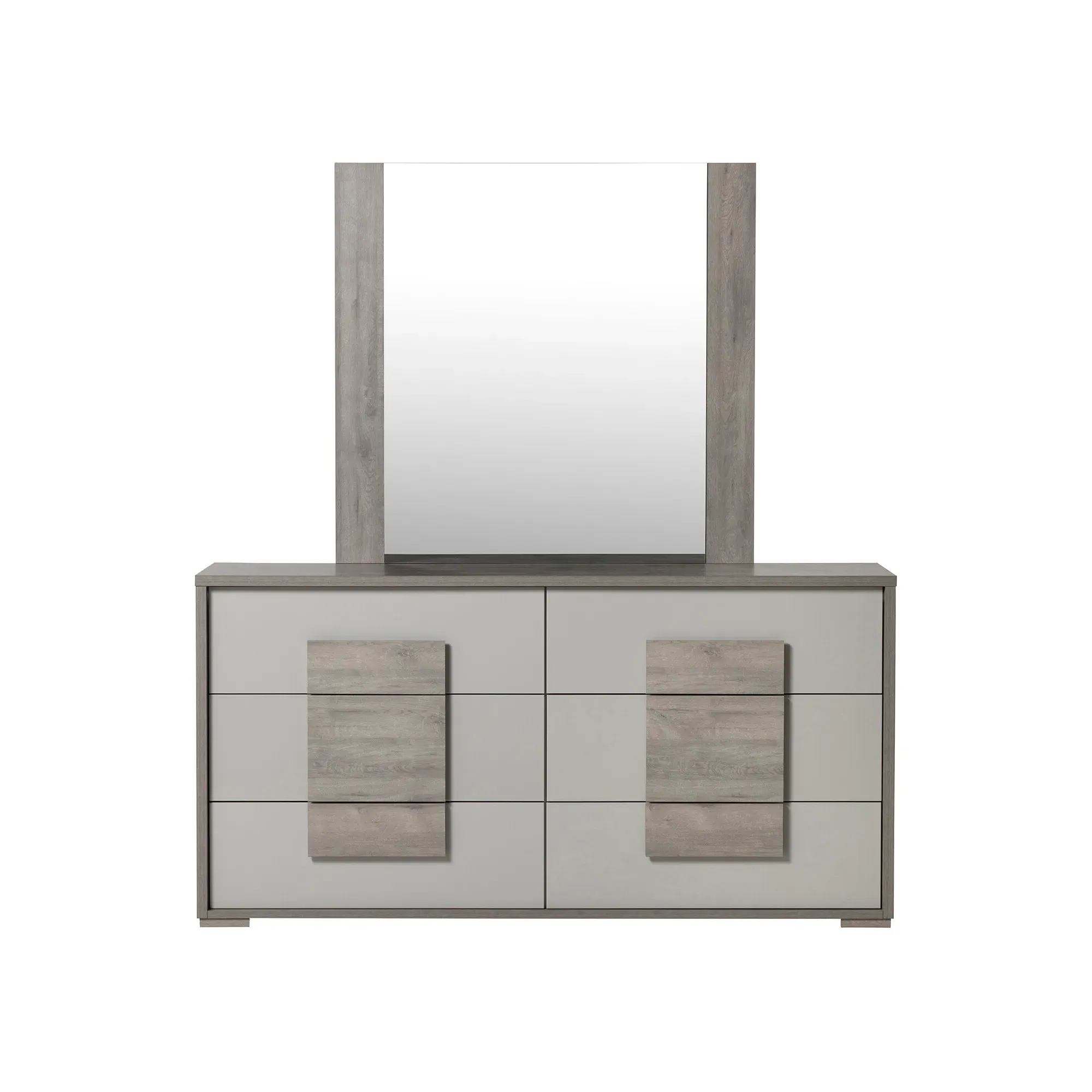 Rania 6 Drawer Dresser with Mirror - Grey, Oak