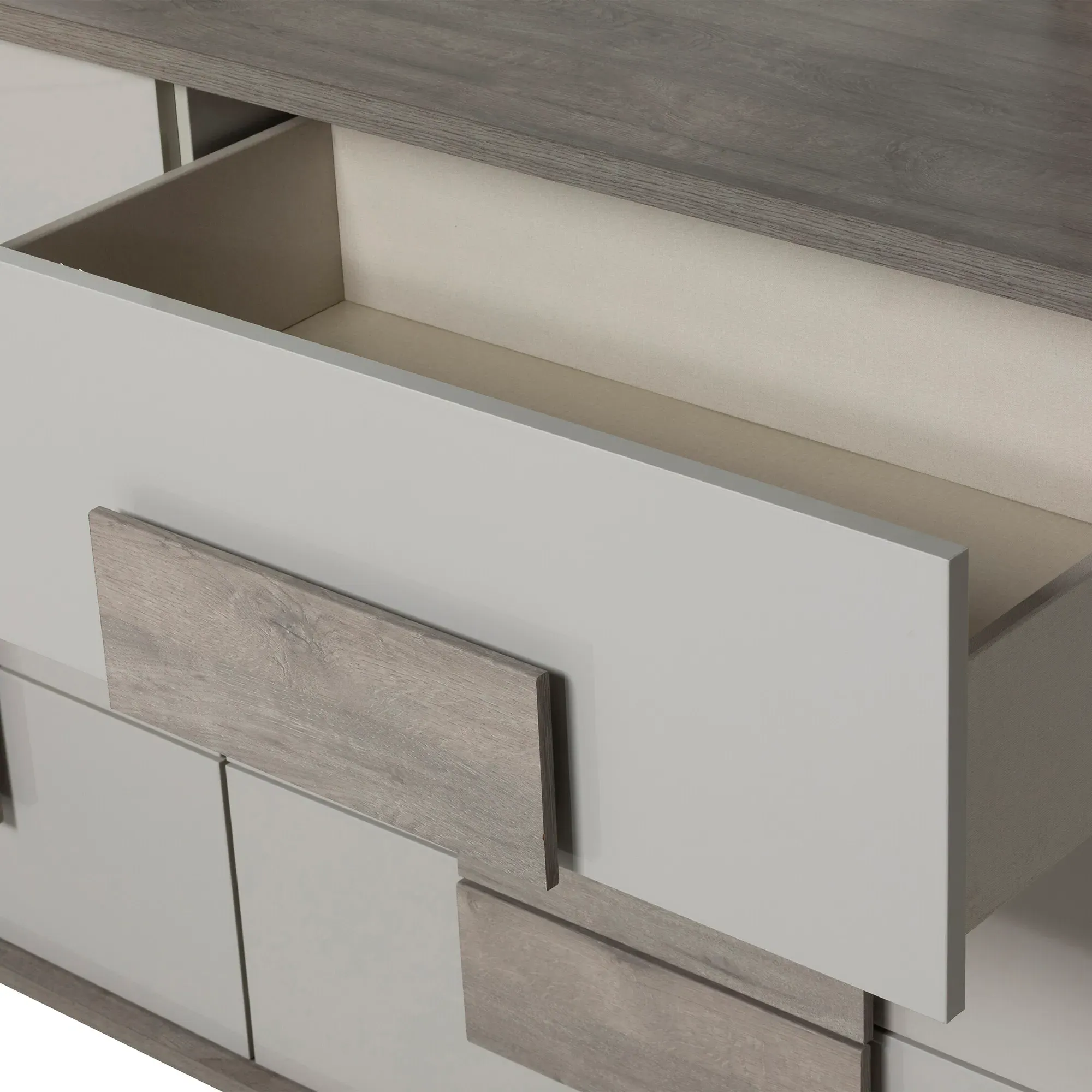 Rania 6 Drawer Dresser with Mirror - Grey, Oak