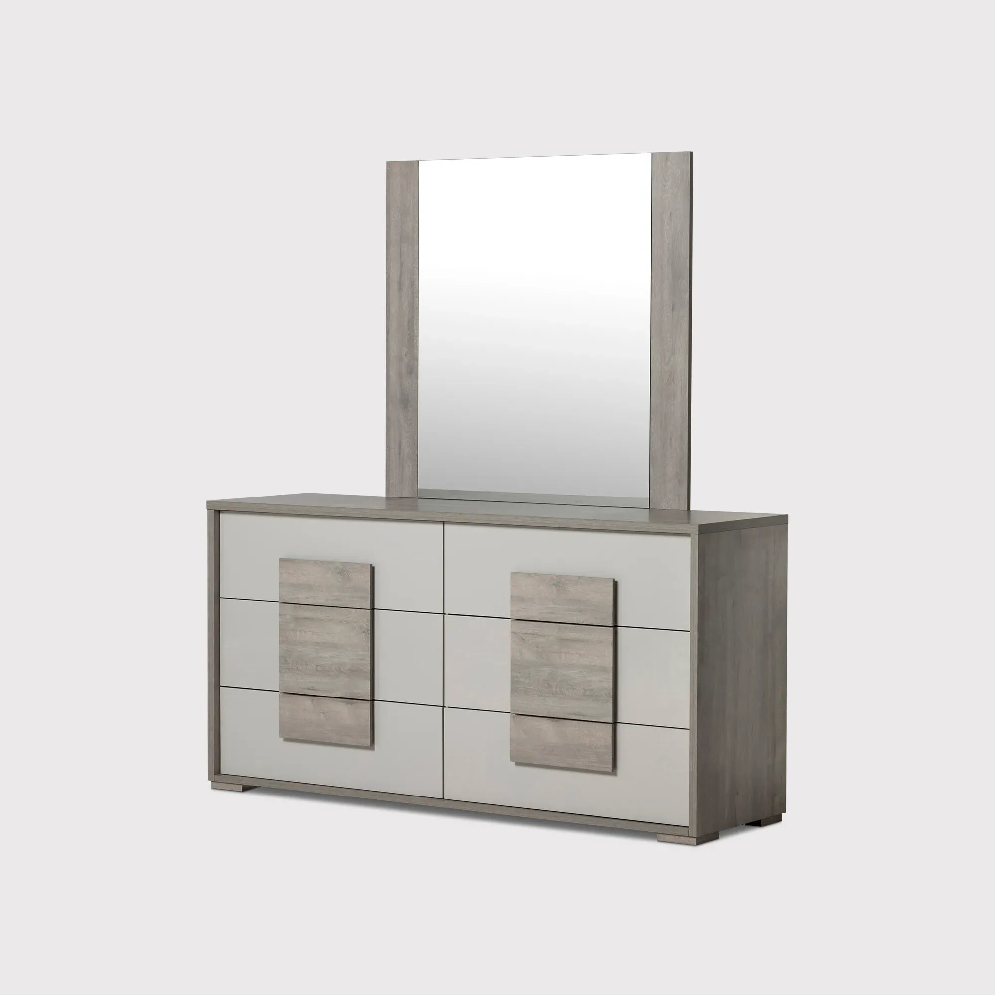 Rania 6 Drawer Dresser with Mirror - Grey, Oak image