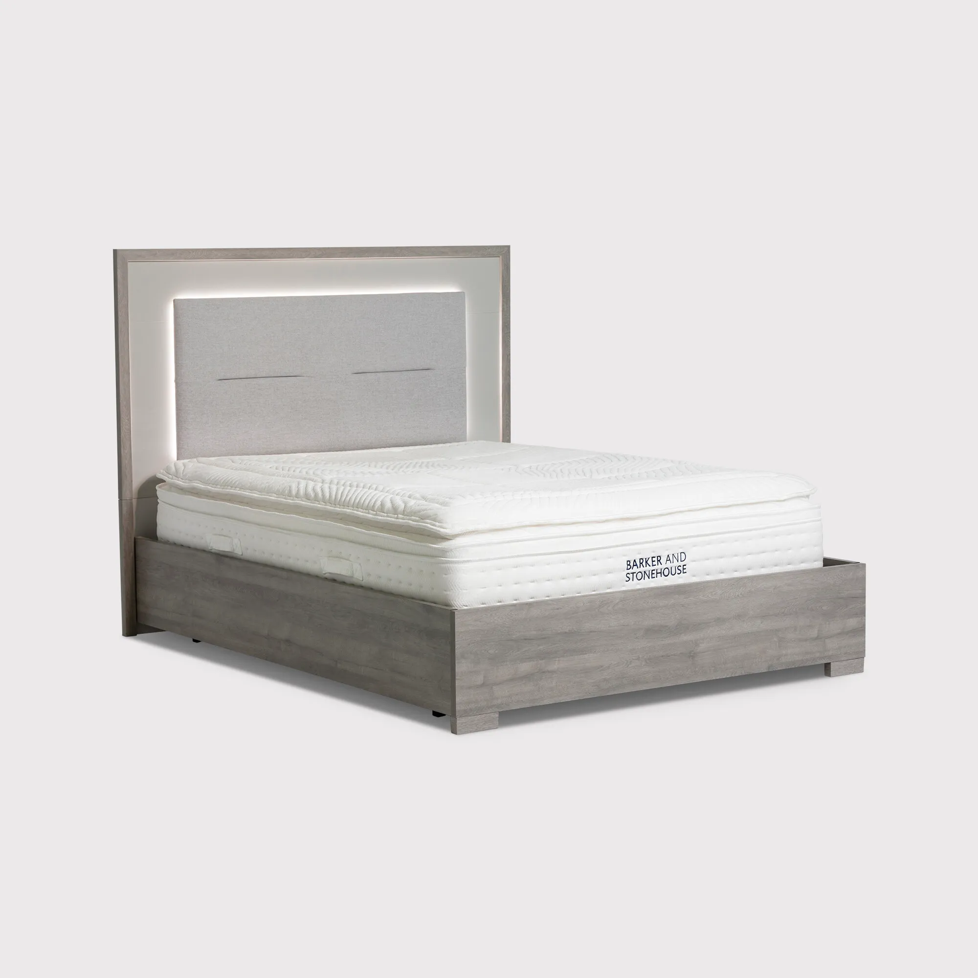 Rania King Size Bed Frame with Slats - Grey, Oak image