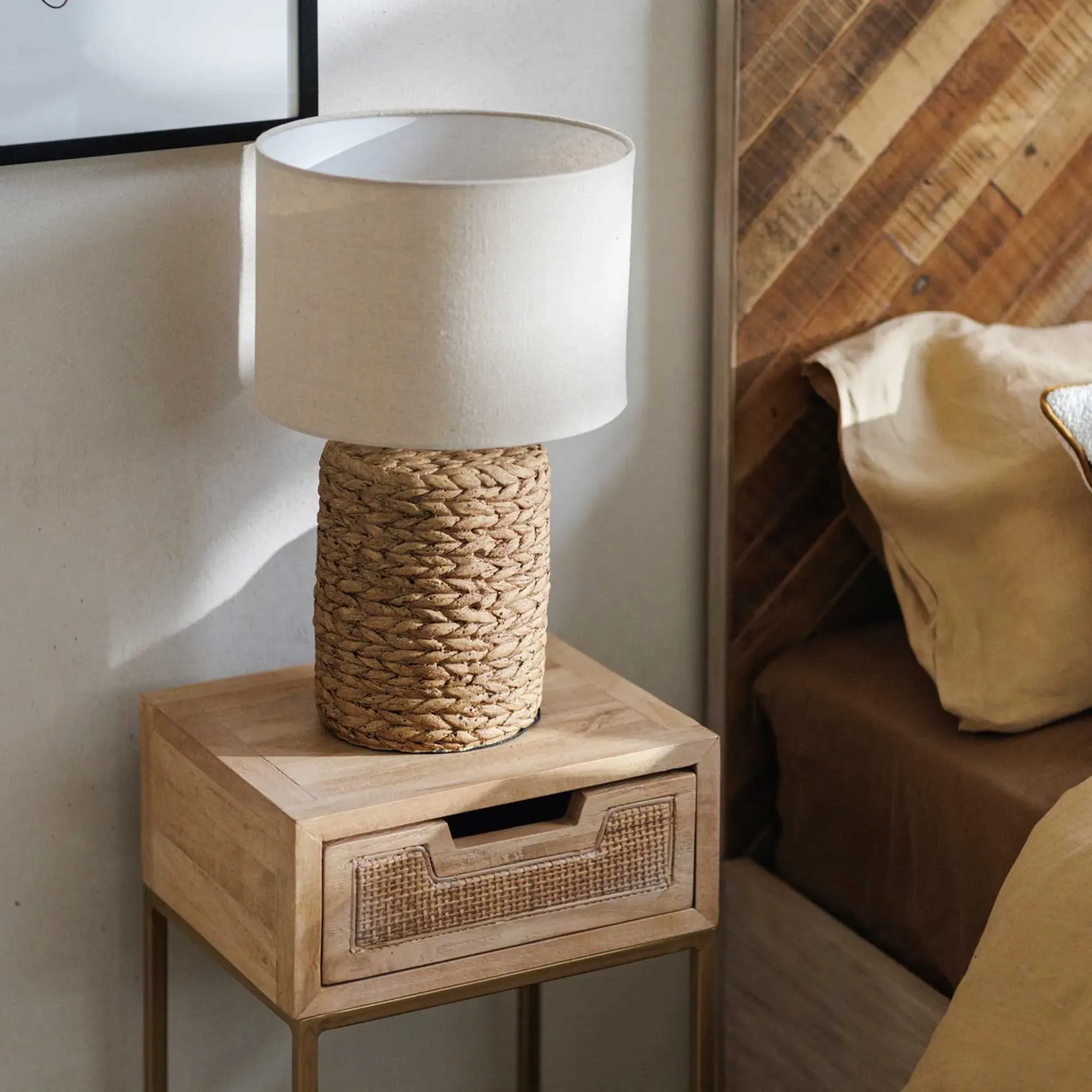 Rattan Table Lamp - Wood