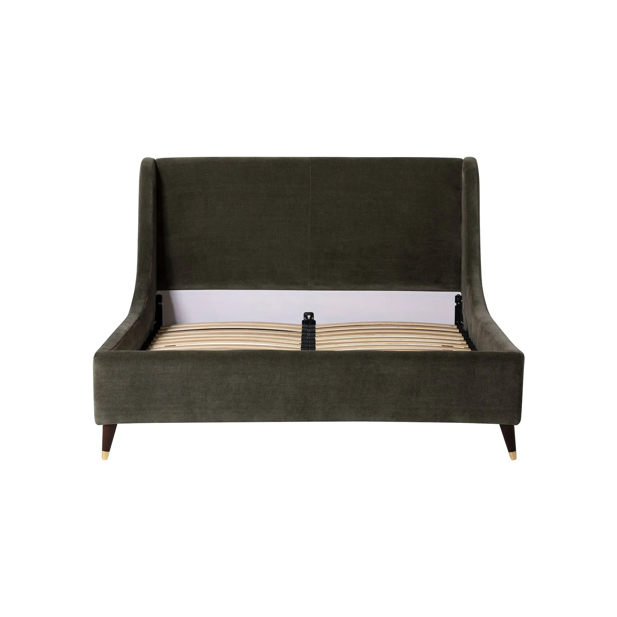 Raul Double Bed Frame - Green, Velvet