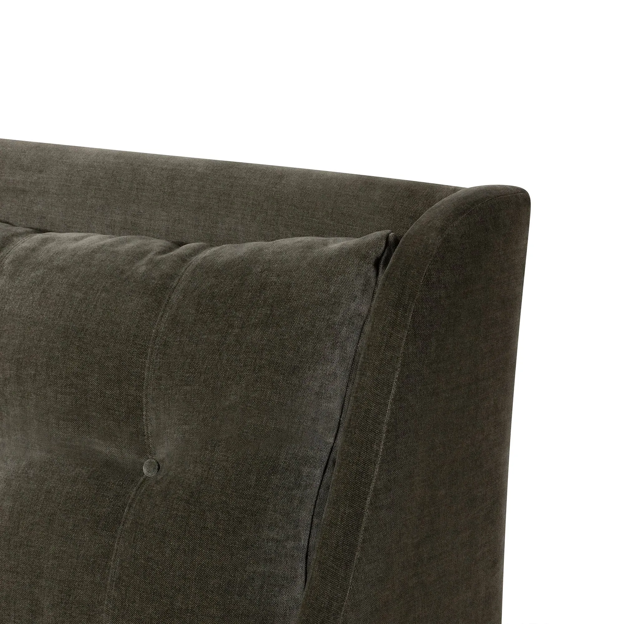 Raul Double Bed Frame - Green, Velvet