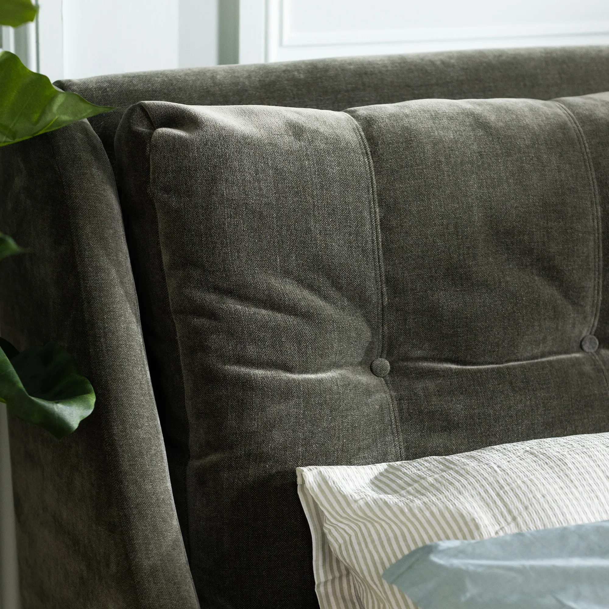 Raul Double Bed Frame - Green, Velvet