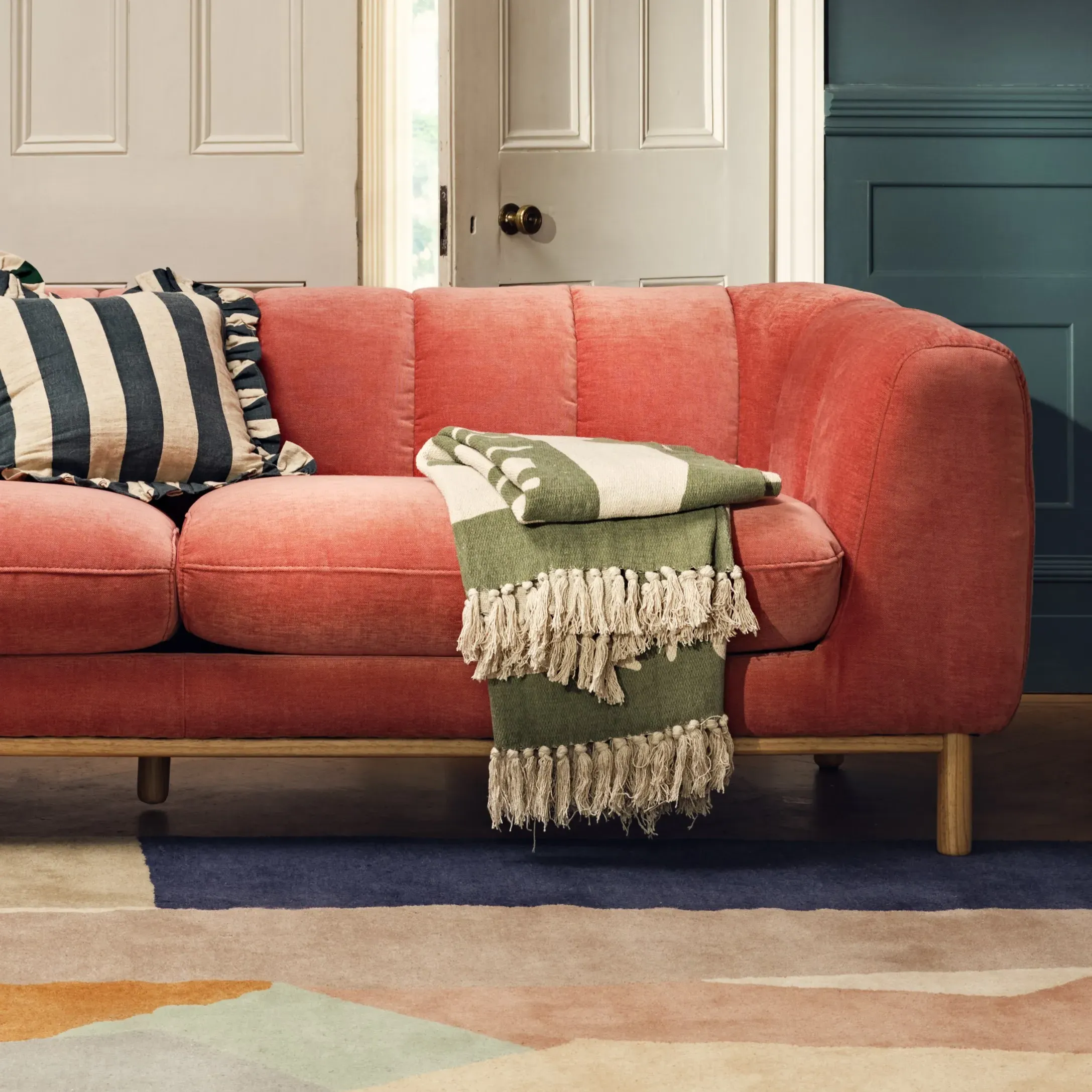 Recycled Cotton Throw Blanket - Forest Green, Cotton Blend