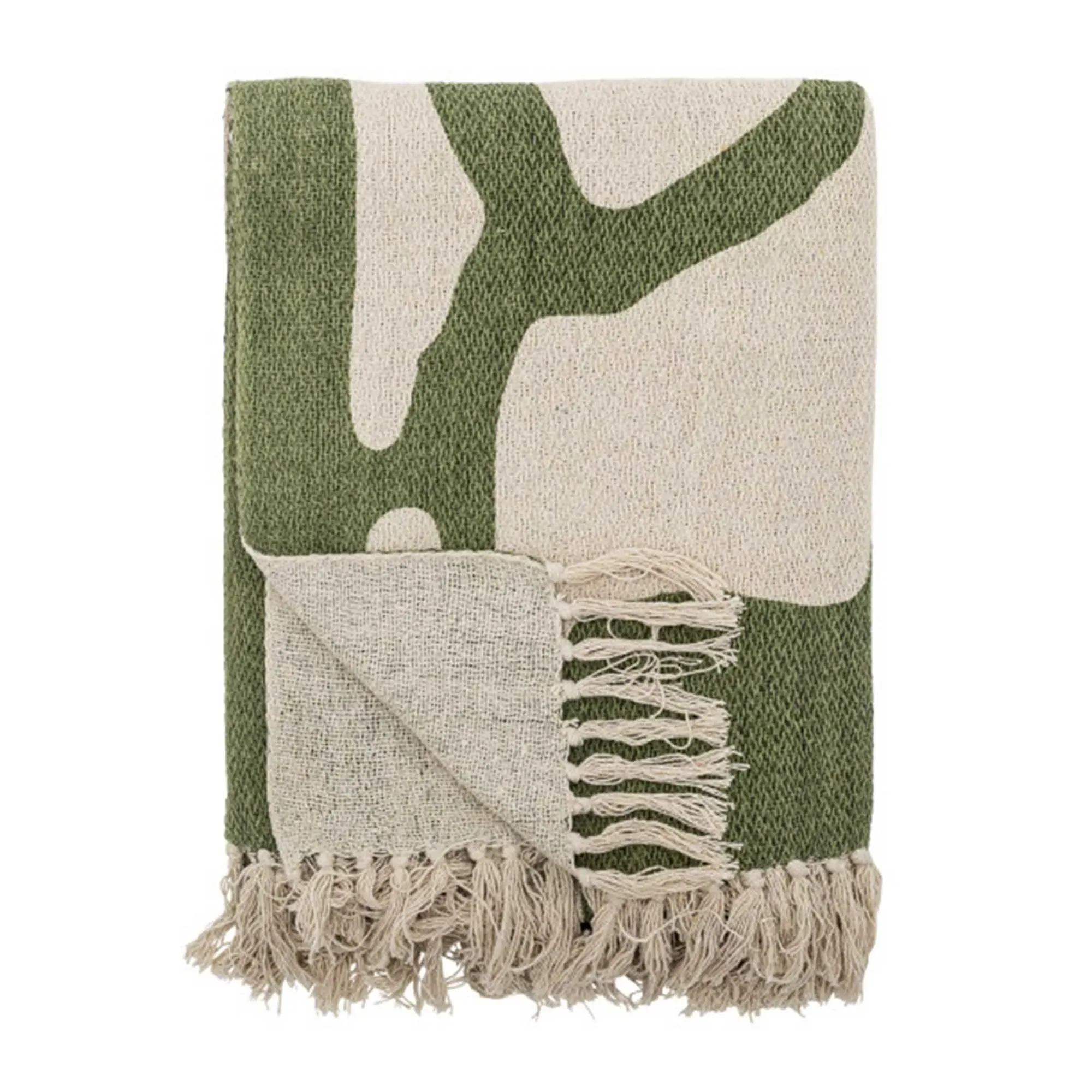 Recycled Cotton Throw Blanket - Forest Green, Cotton Blend image
