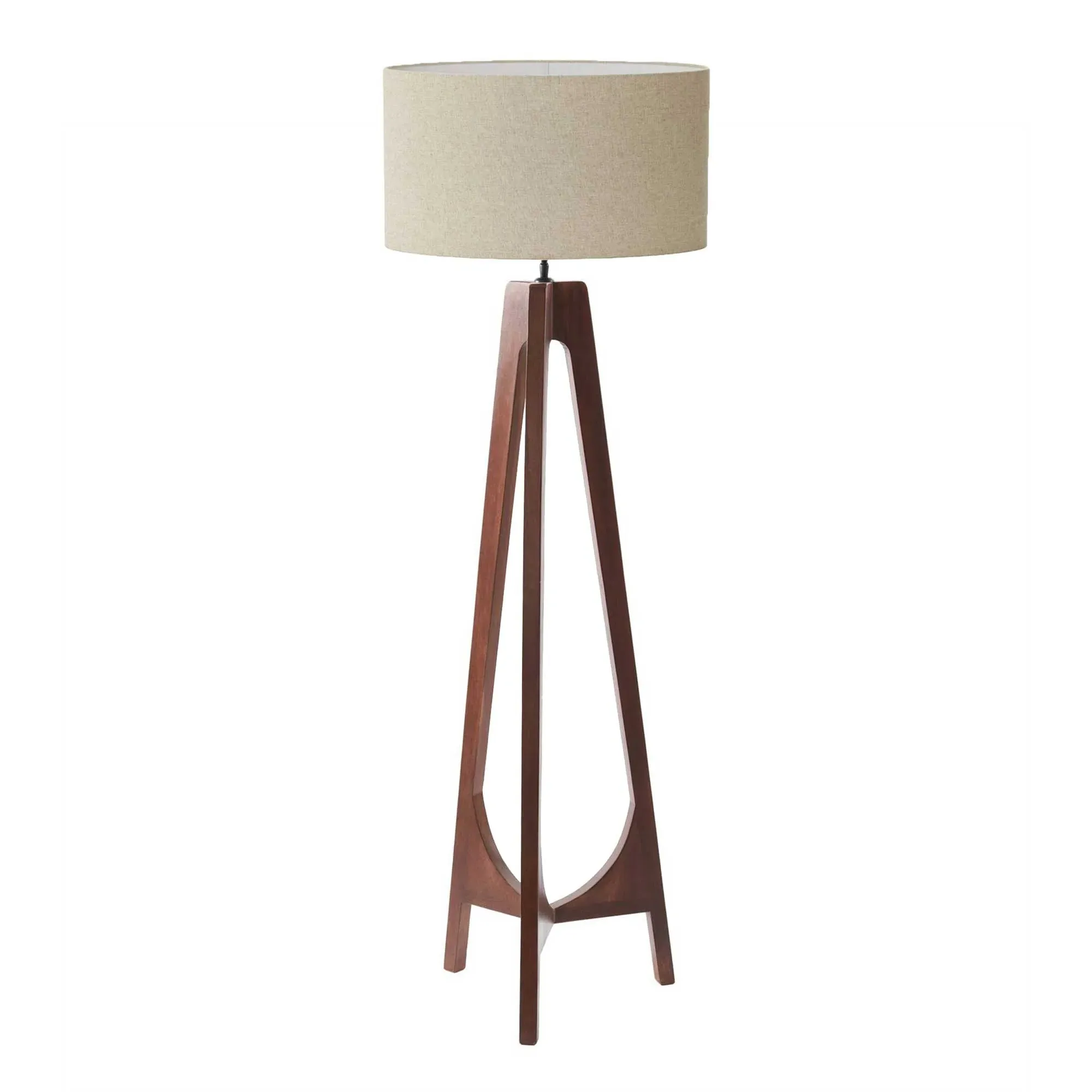 Retro Wooden Floor Lamp - Brown, Mango Wood image