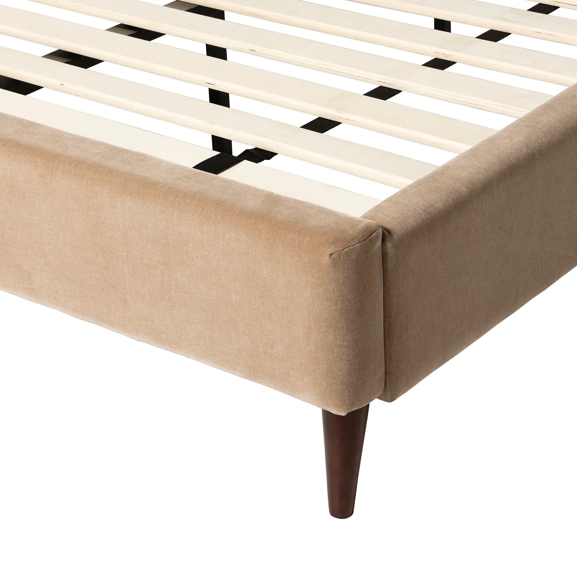 Reyes Double Bed Frame - Brown, Fabric