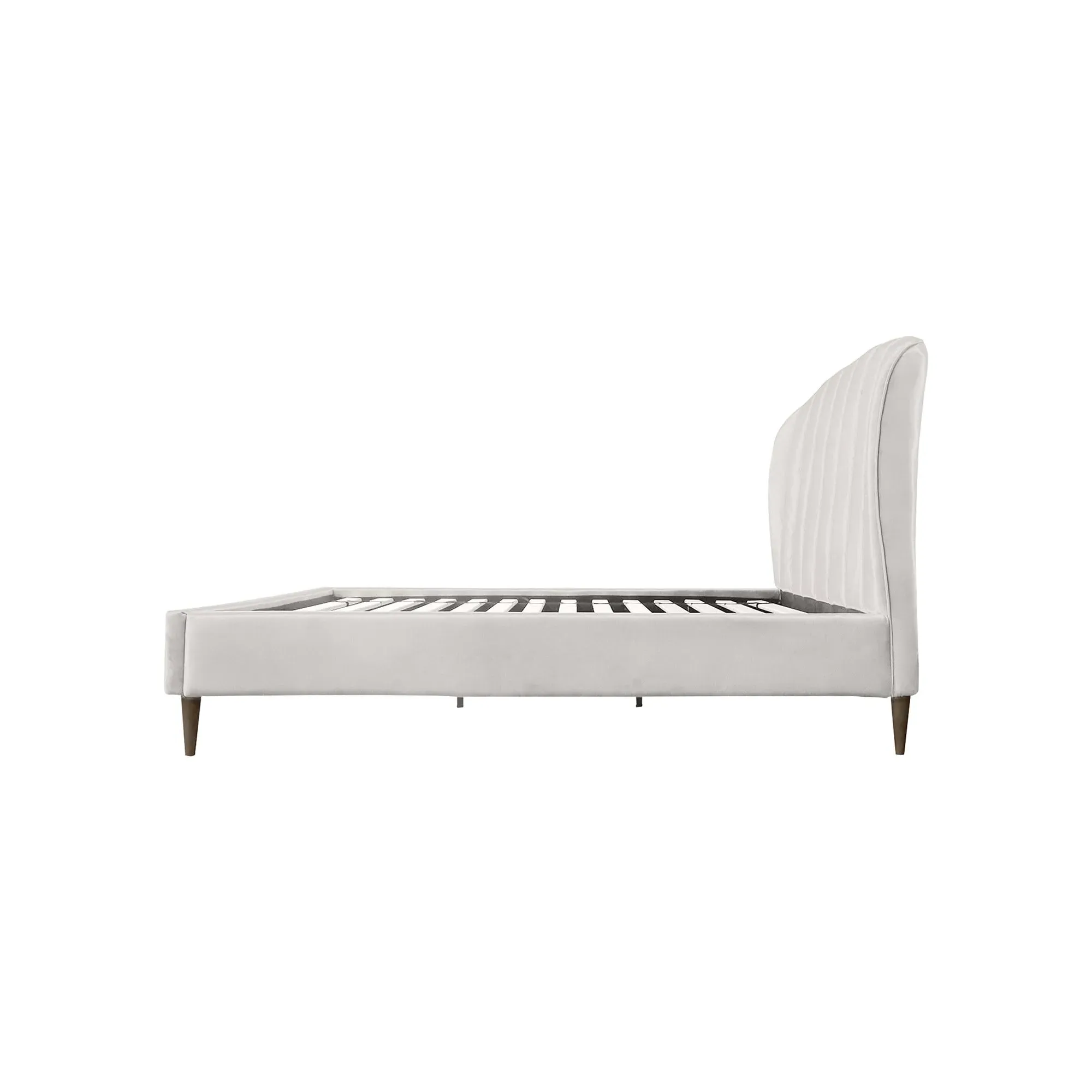 Reyes Double Bed Frame - Grey, Fabric