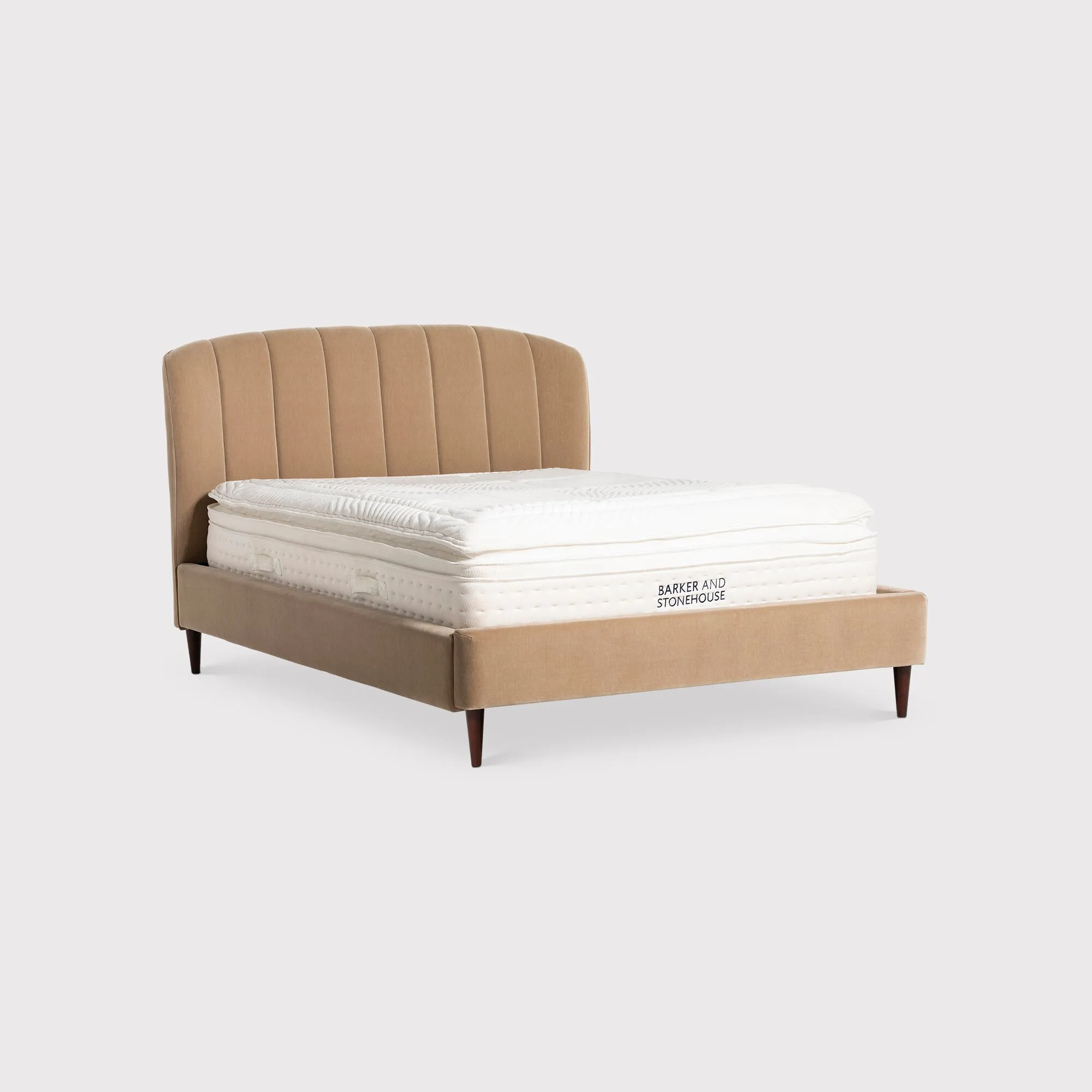 Reyes Super King Bed Frame - Brown, Fabric