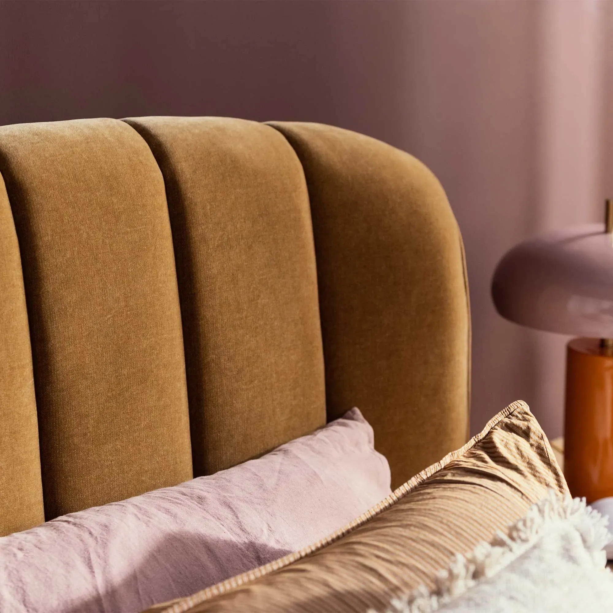 Reyes Super King Bed Frame - Orange, Fabric