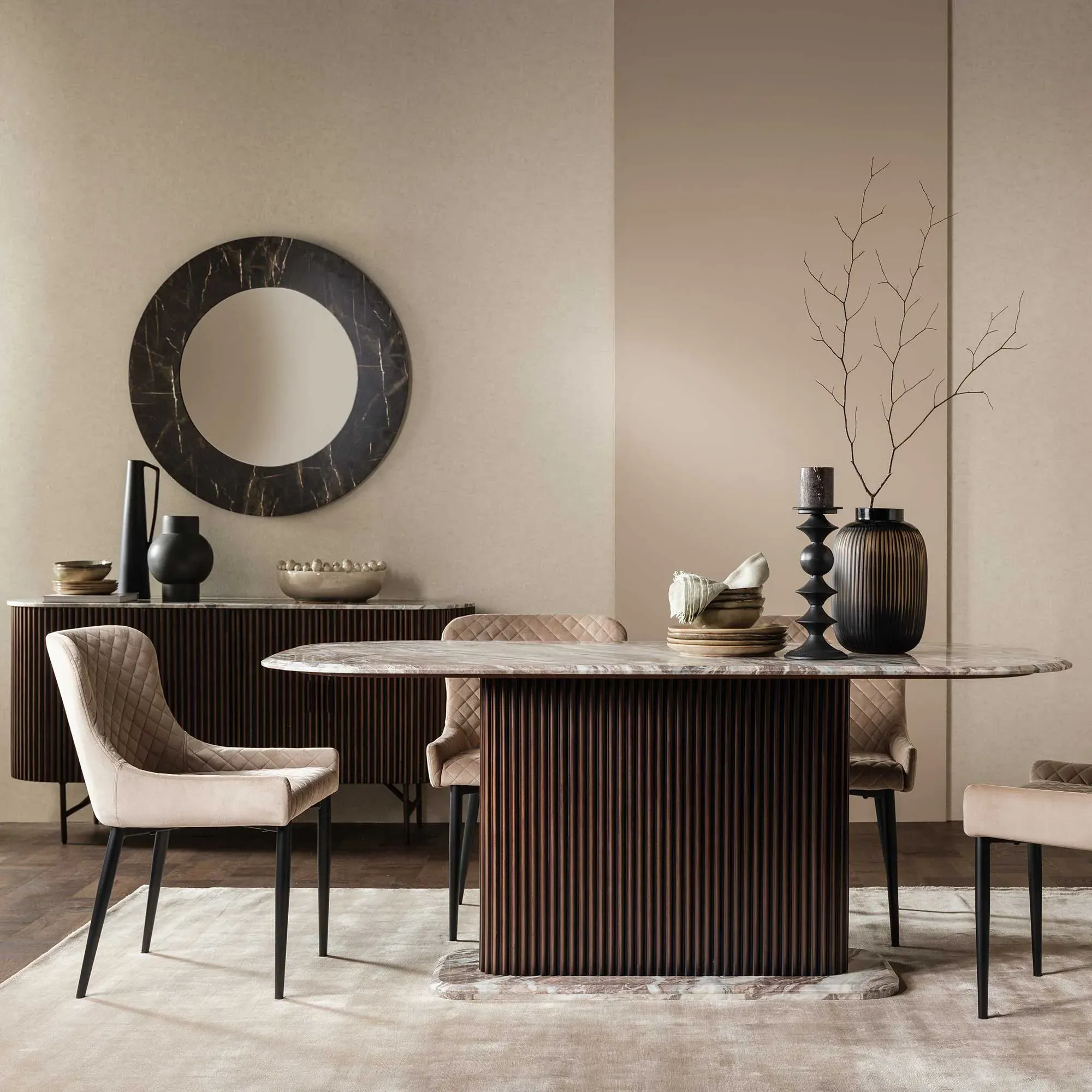 Ribbed Glass Vase - Black