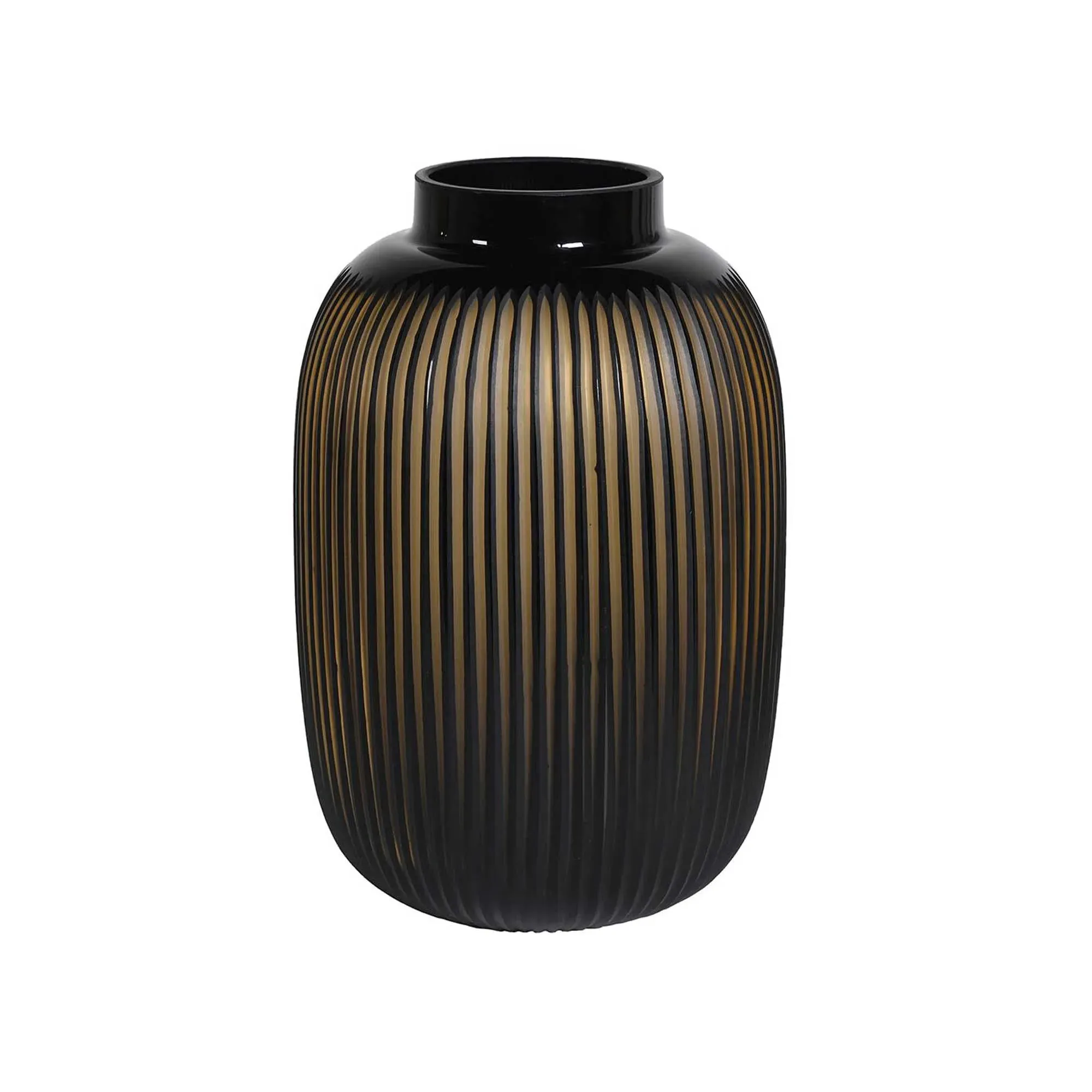 Ribbed Glass Vase - Black