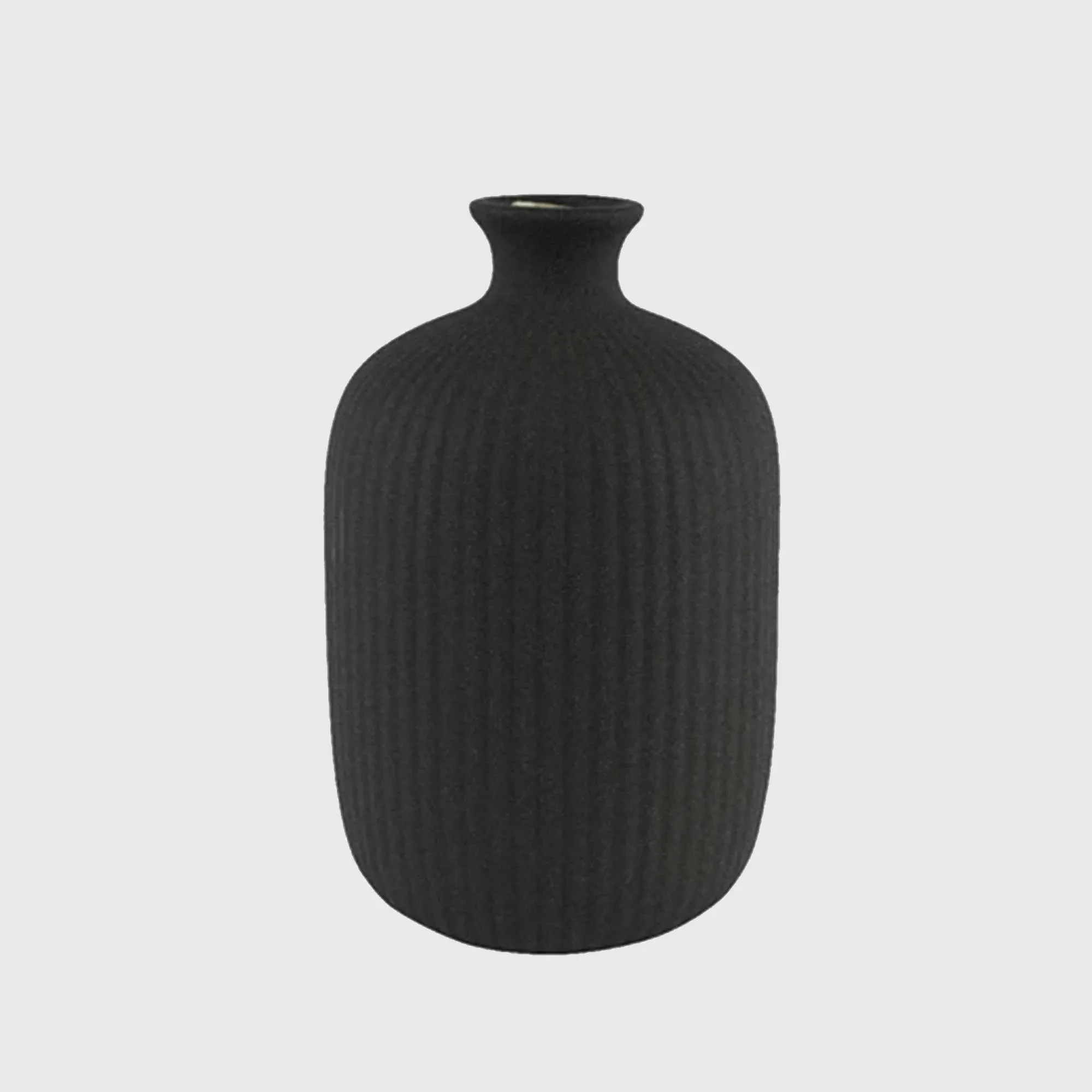 Ribbed Vase - Black, Stoneware image