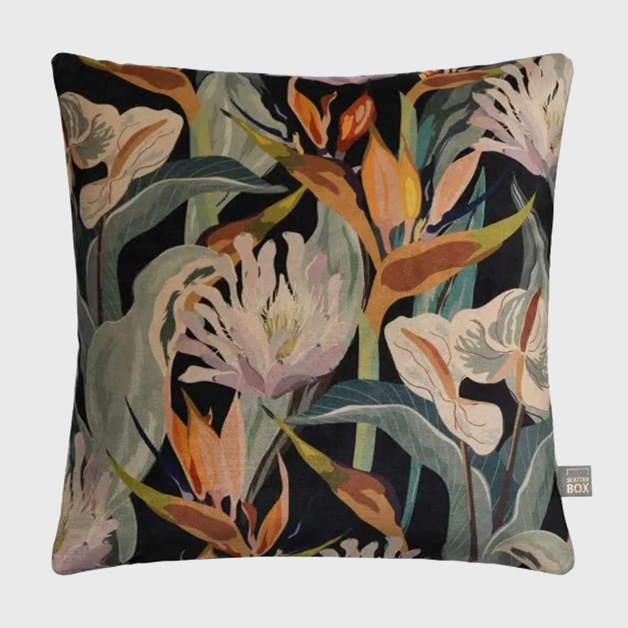 Rich Floral Square Cushion - Recycled Velvet image