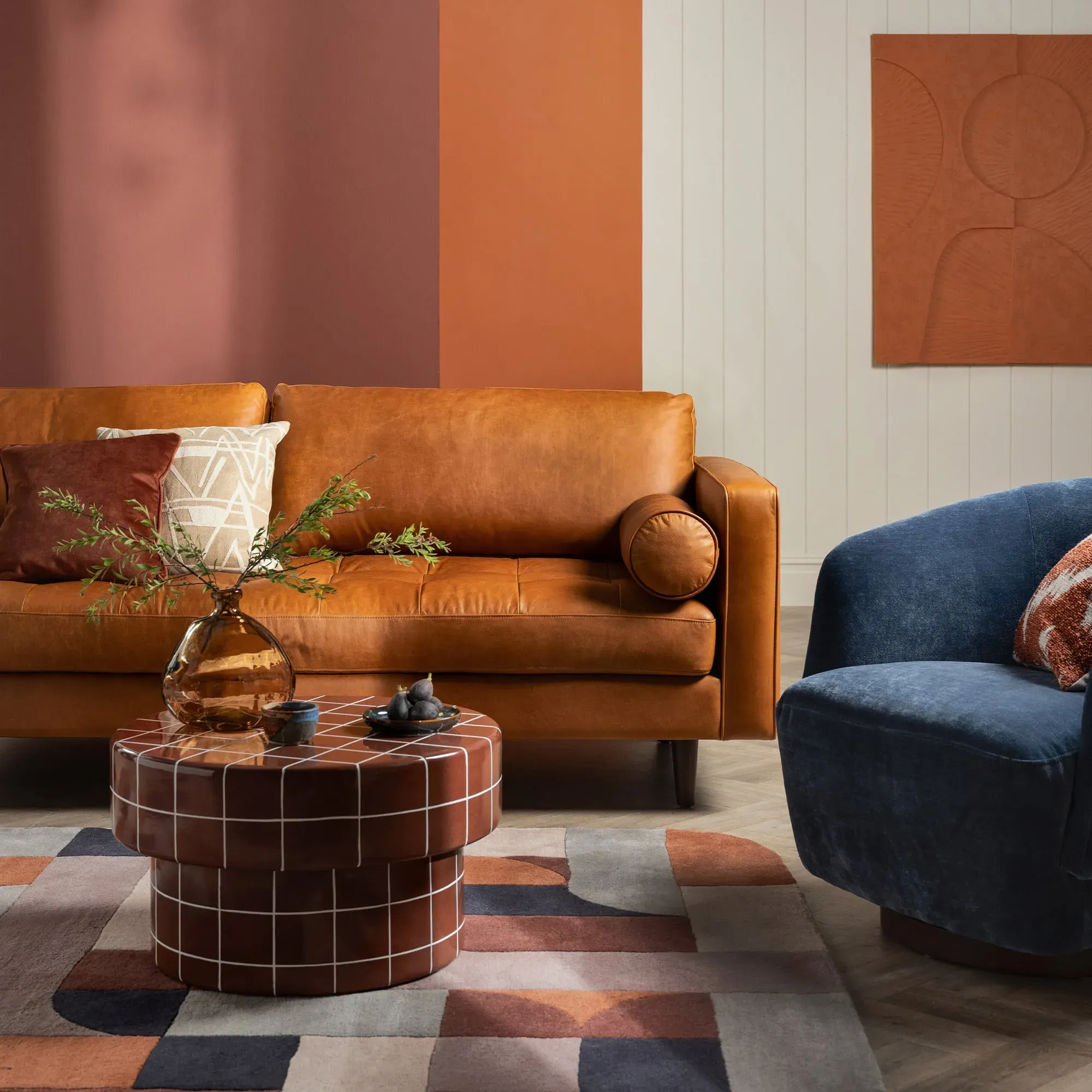 Rico Tiled Round Coffee Table - Red