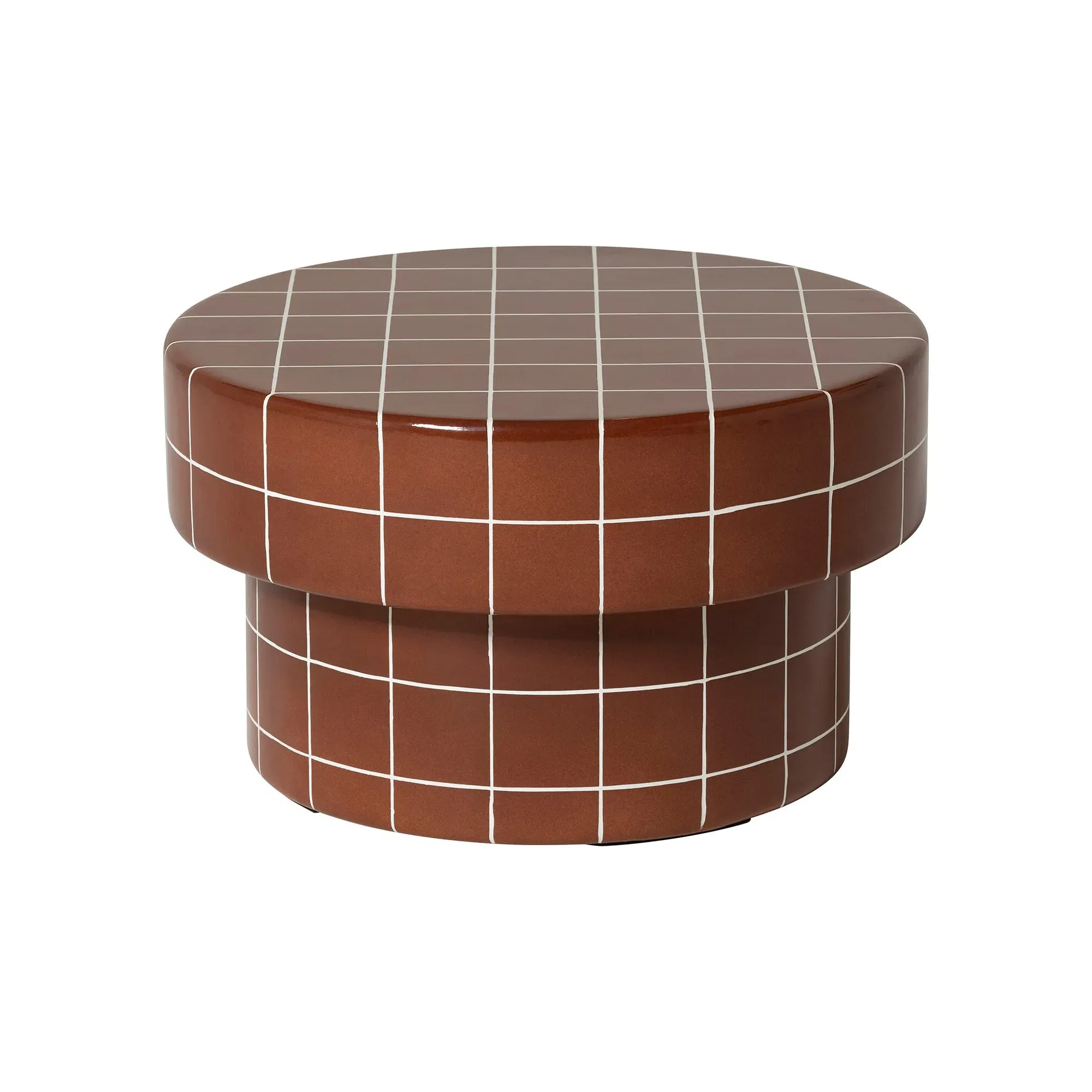 Rico Tiled Round Coffee Table - Red