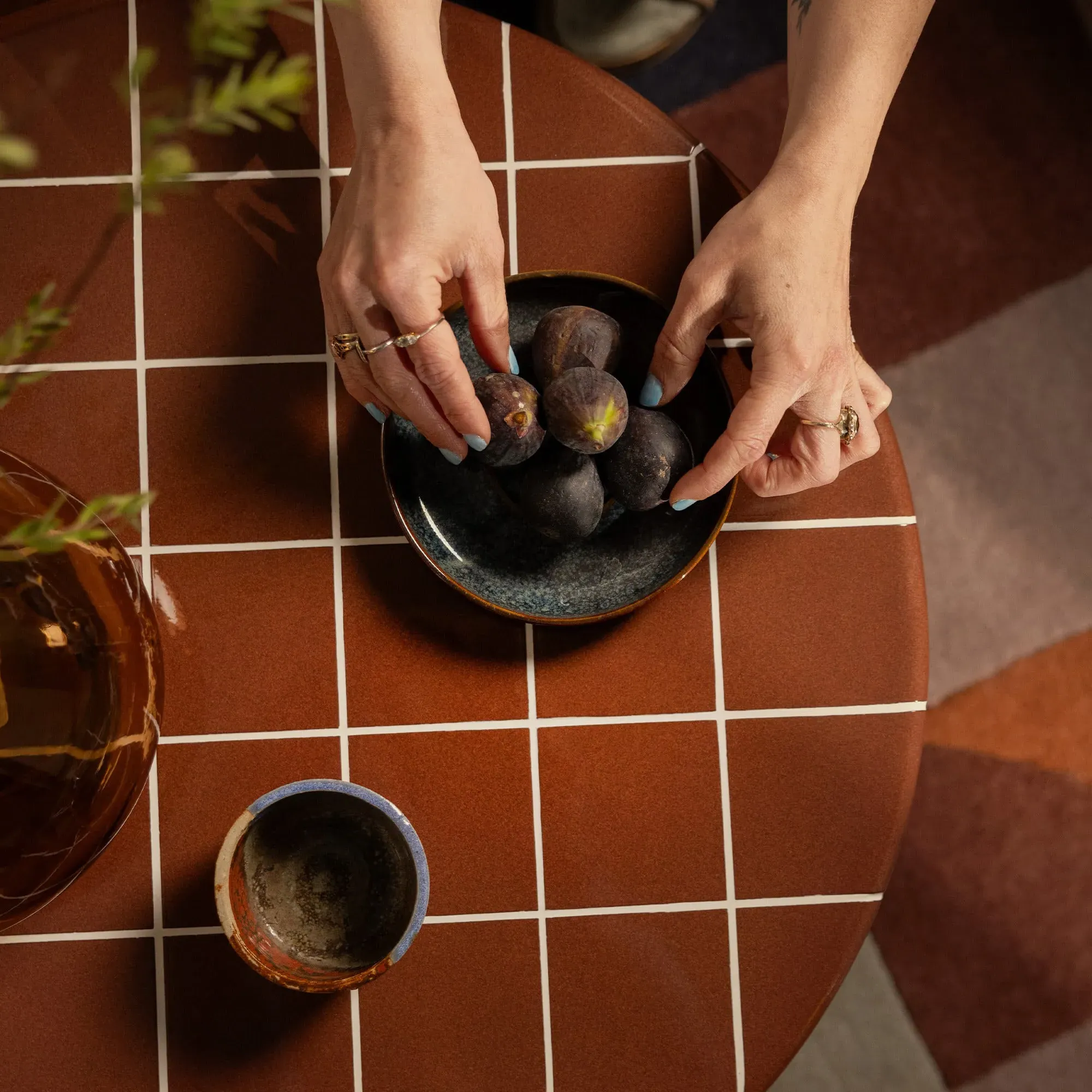 Rico Tiled Round Coffee Table - Red