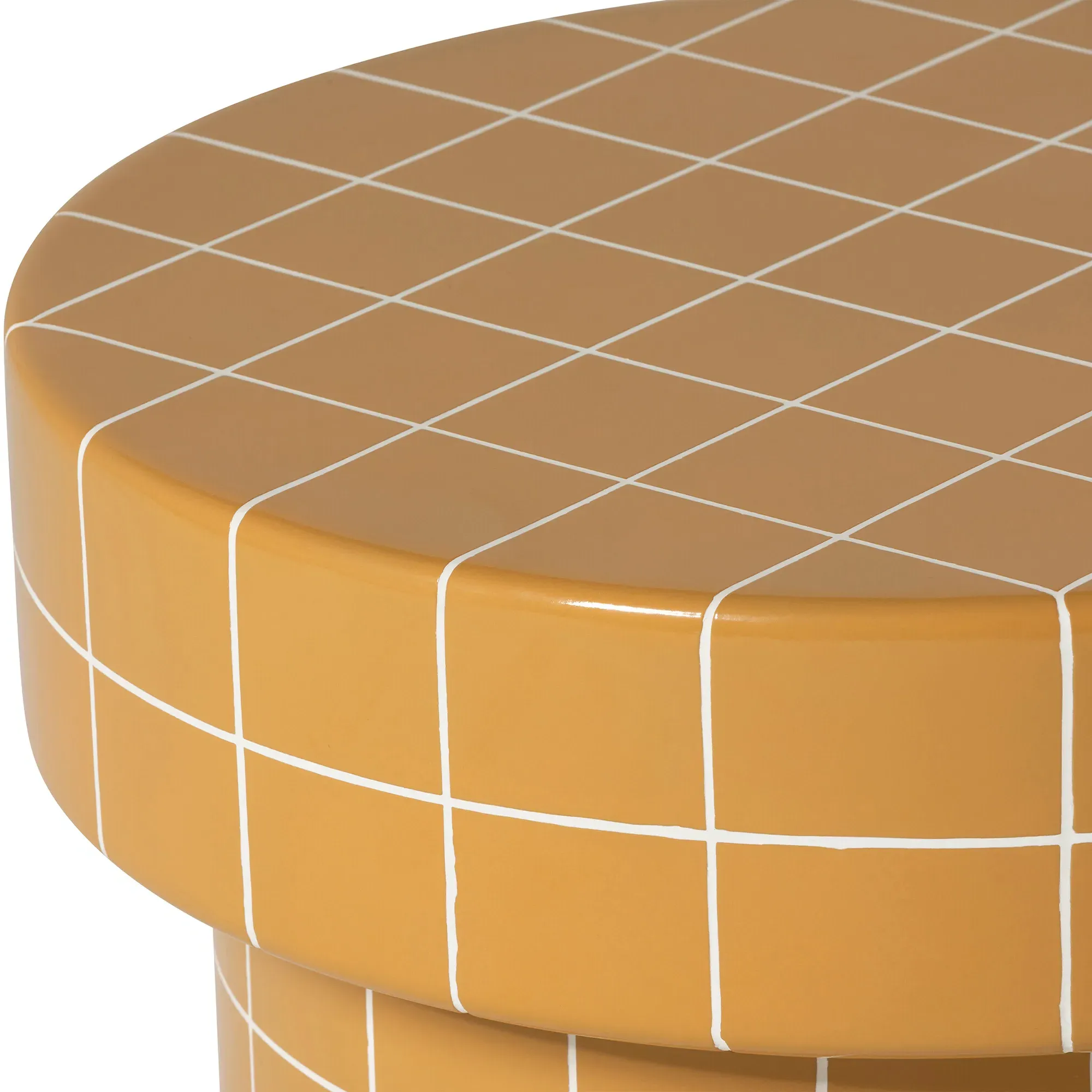 Rico Tiled Round Coffee Table - Yellow