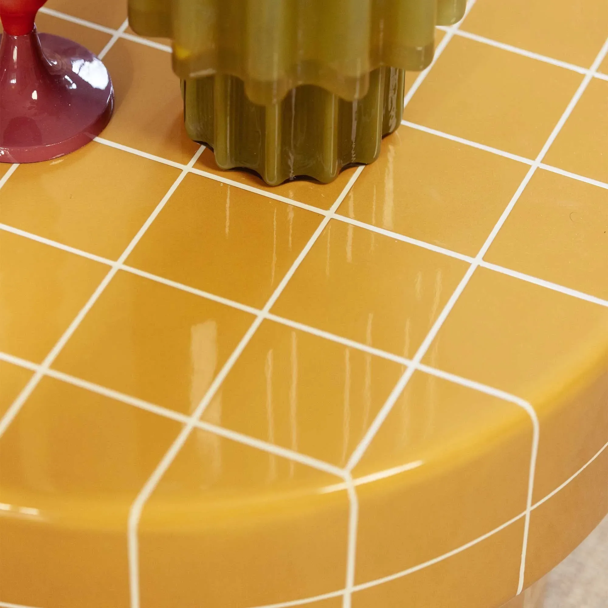 Rico Tiled Round Coffee Table - Yellow