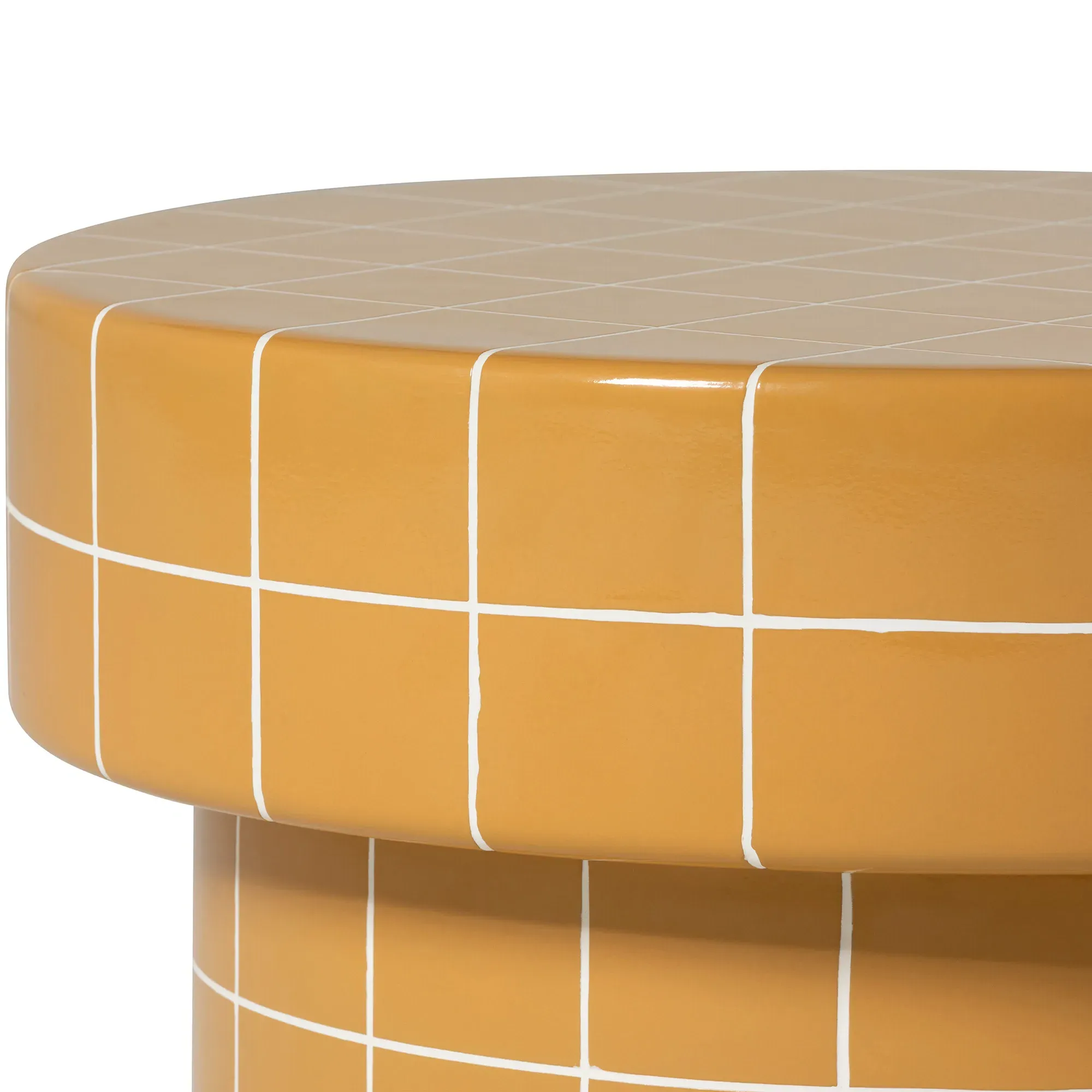 Rico Tiled Round Coffee Table - Yellow