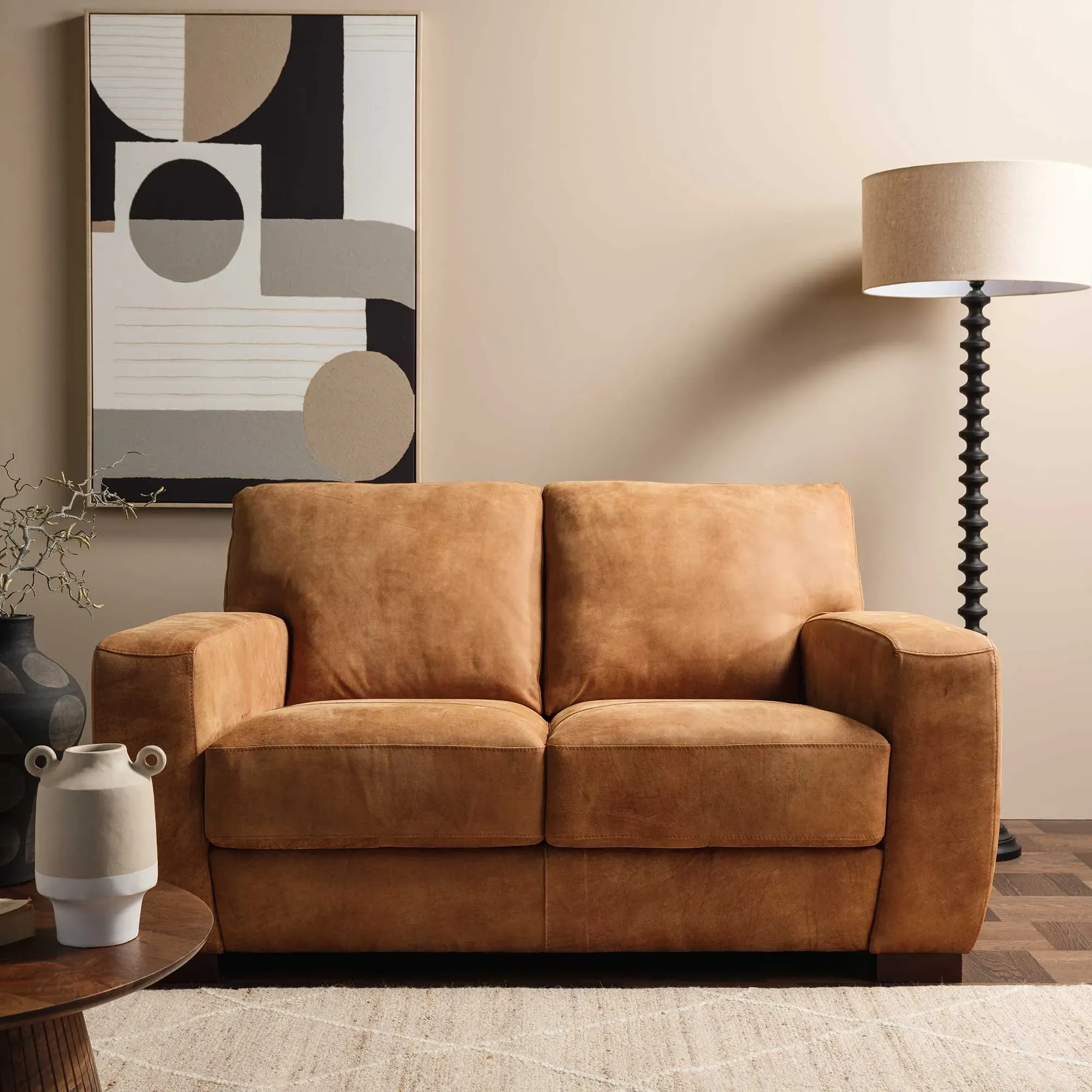 Ridged Base Floor Lamp - Wood