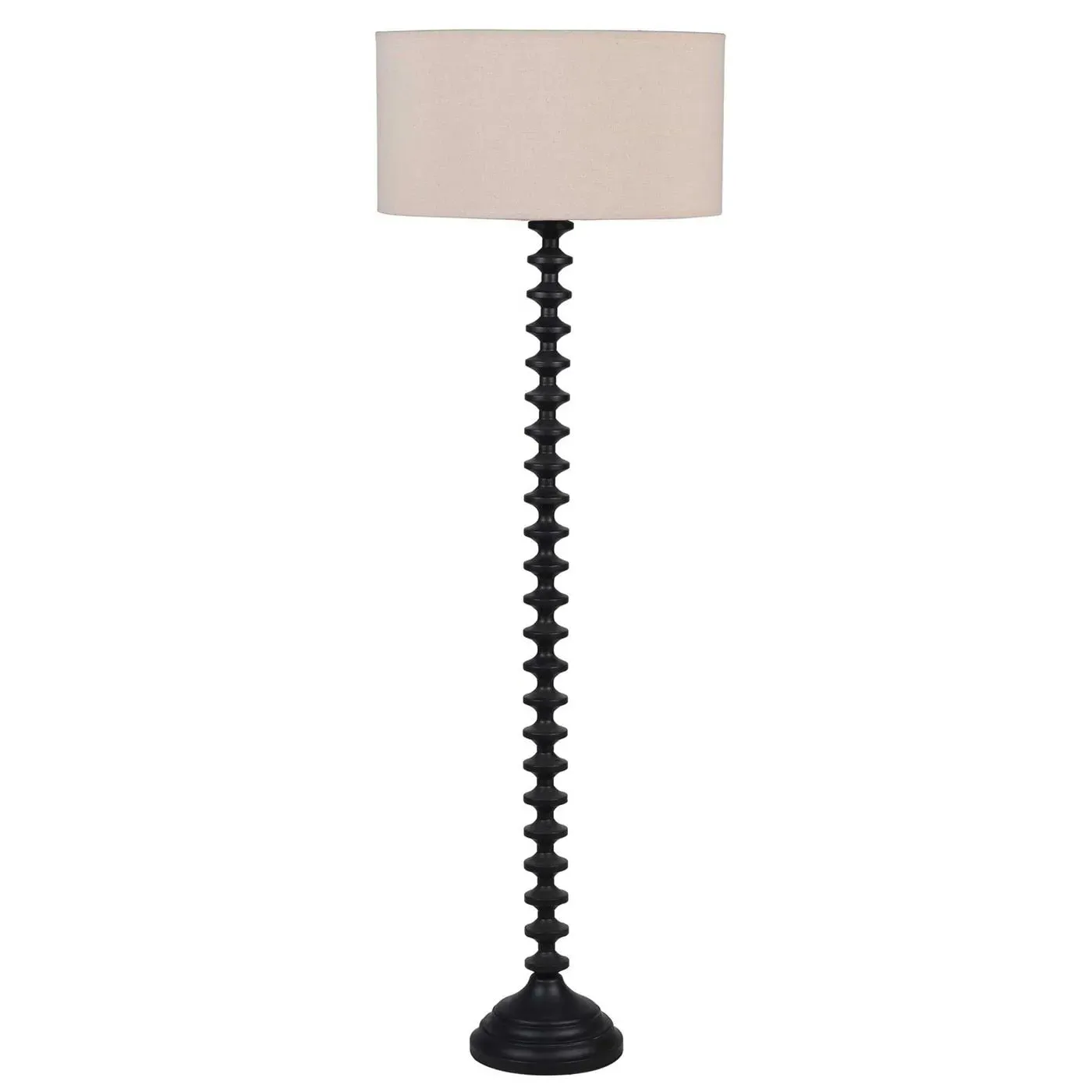 Ridged Base Floor Lamp - Wood image