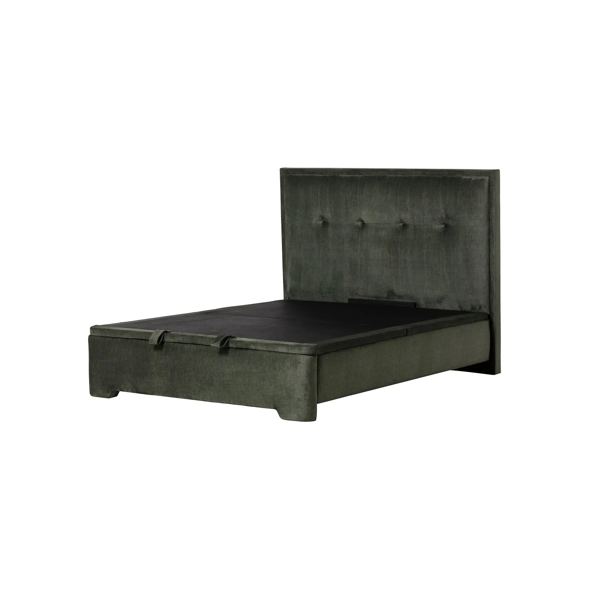 Ripley King Ottoman Bed with Square Headboard - Green