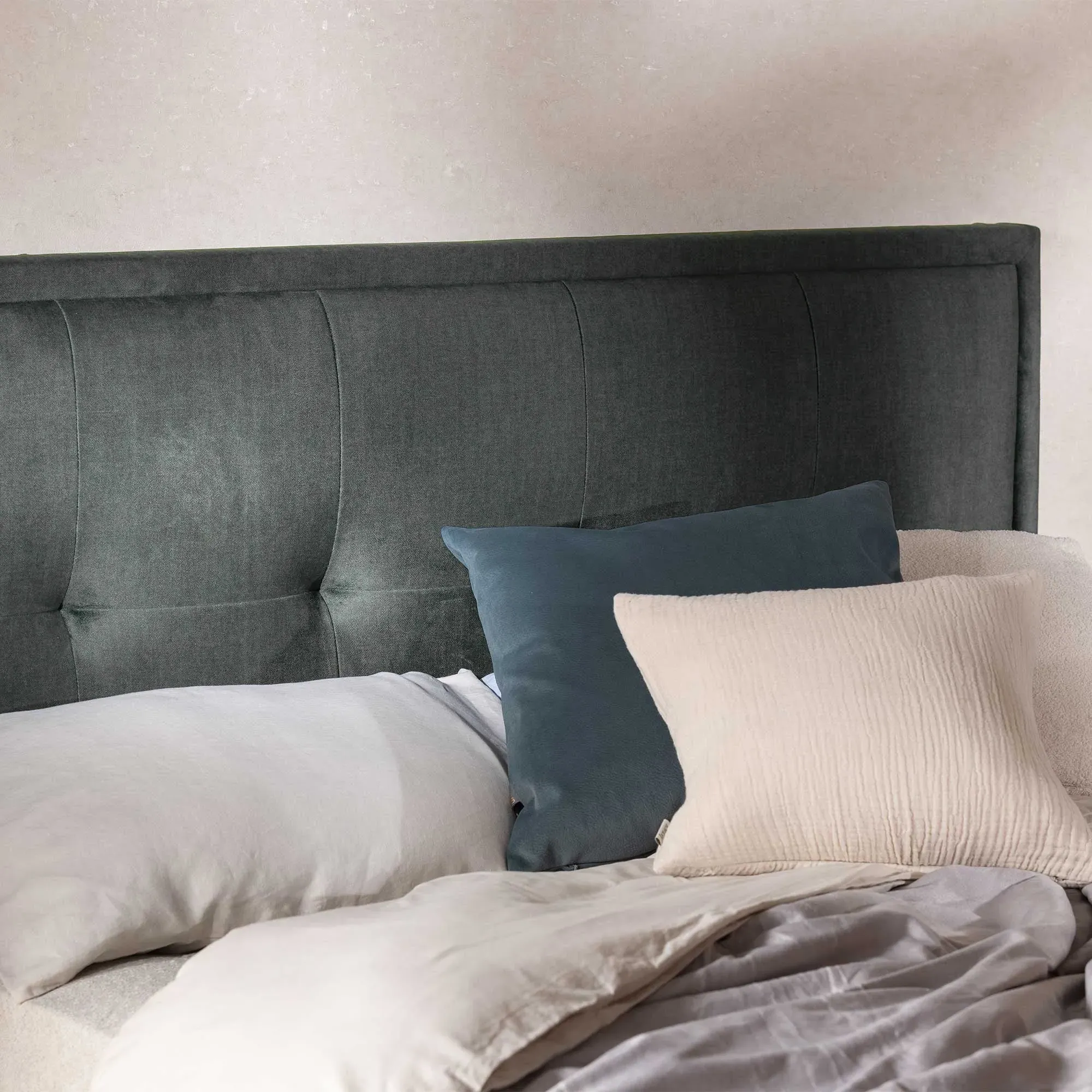 Ripley King Ottoman Bed with Square Headboard - Green