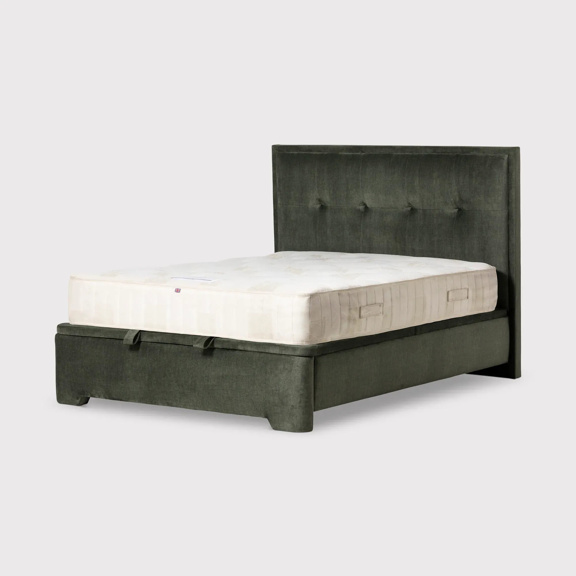 Ripley King Ottoman Bed with Square Headboard - Green