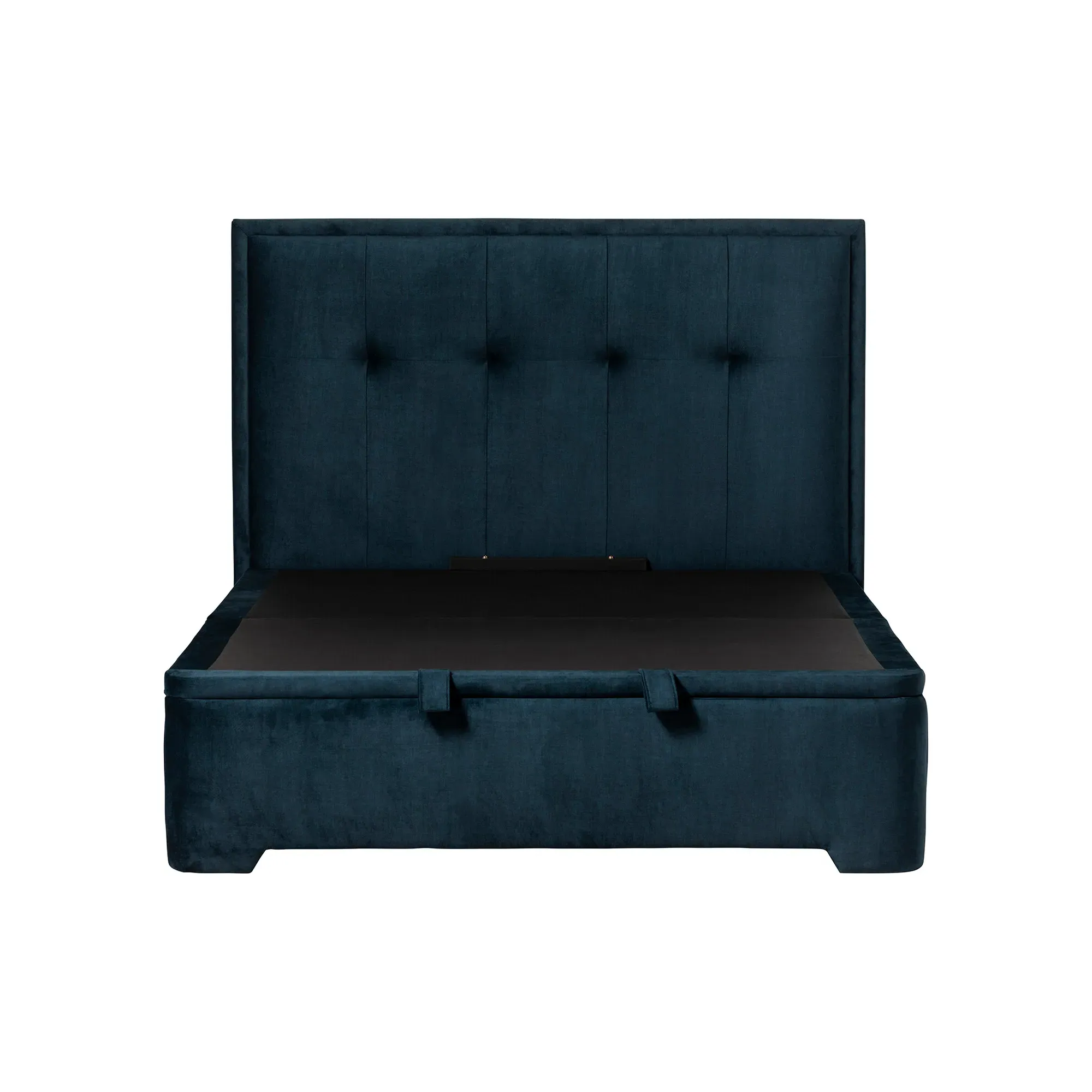 Ripley King Size Bed Frame with Square Headboard - Blue, Fabric
