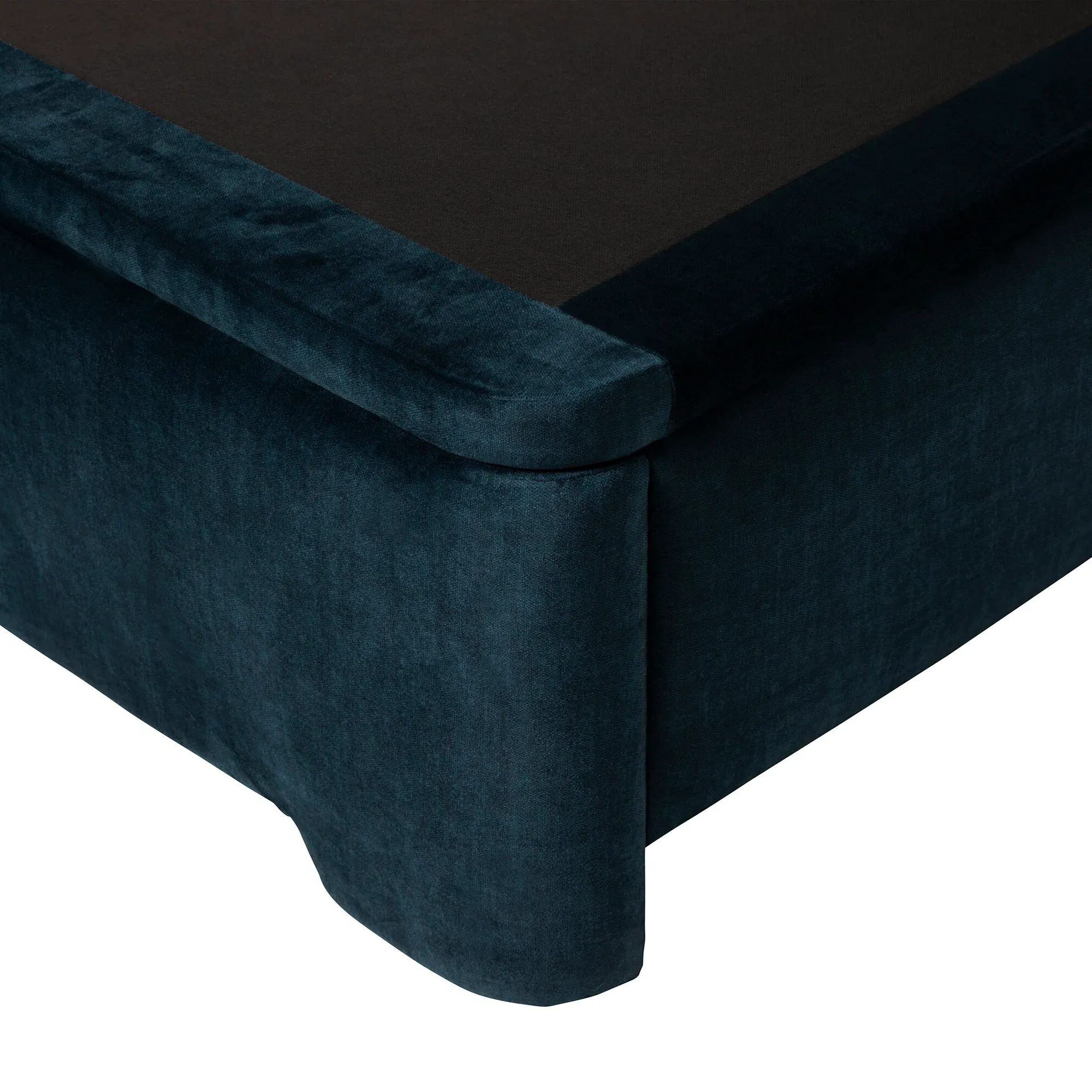 Ripley King Size Bed Frame with Square Headboard - Blue, Fabric