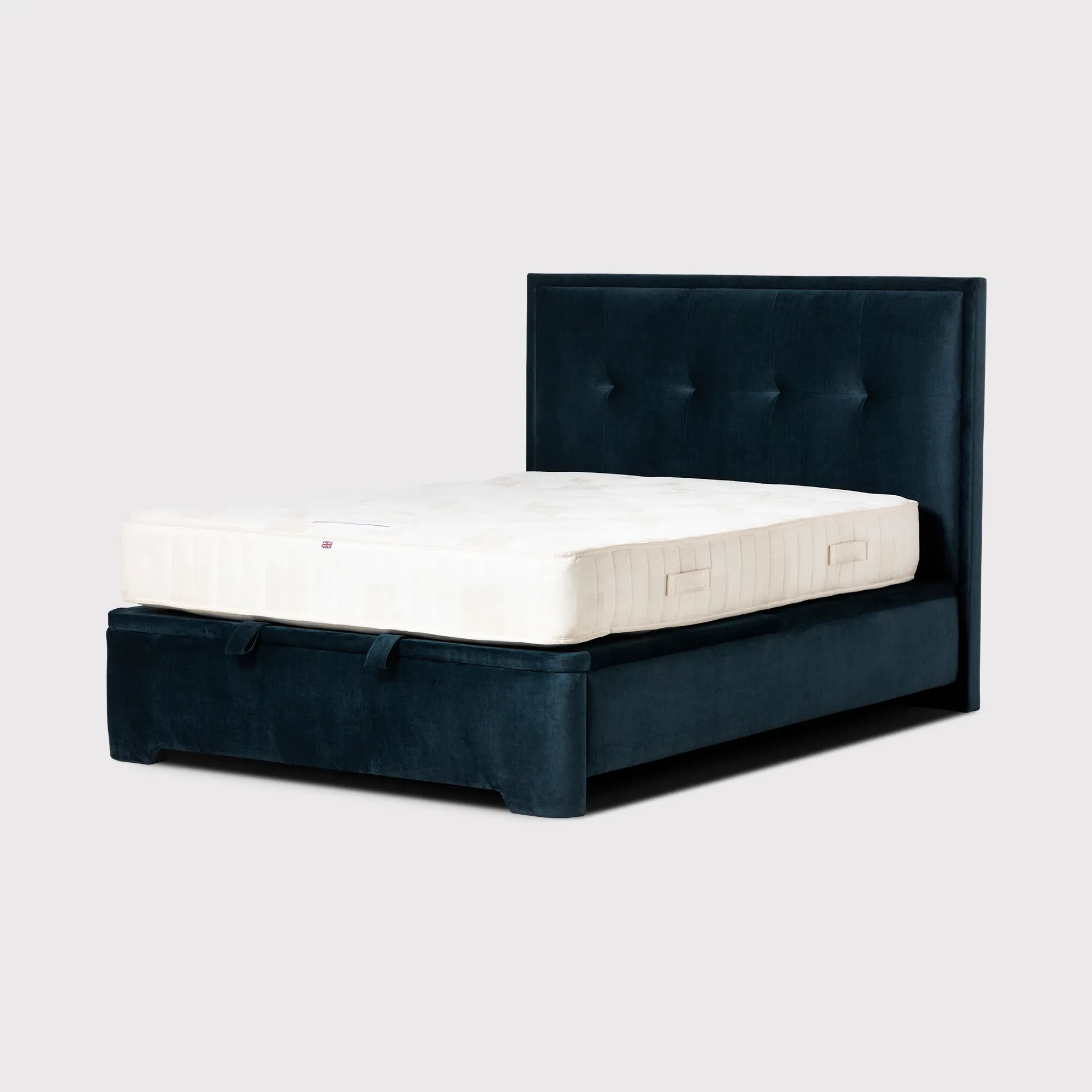 Ripley Super King Ottoman Bed with Square Headboard - Blue
