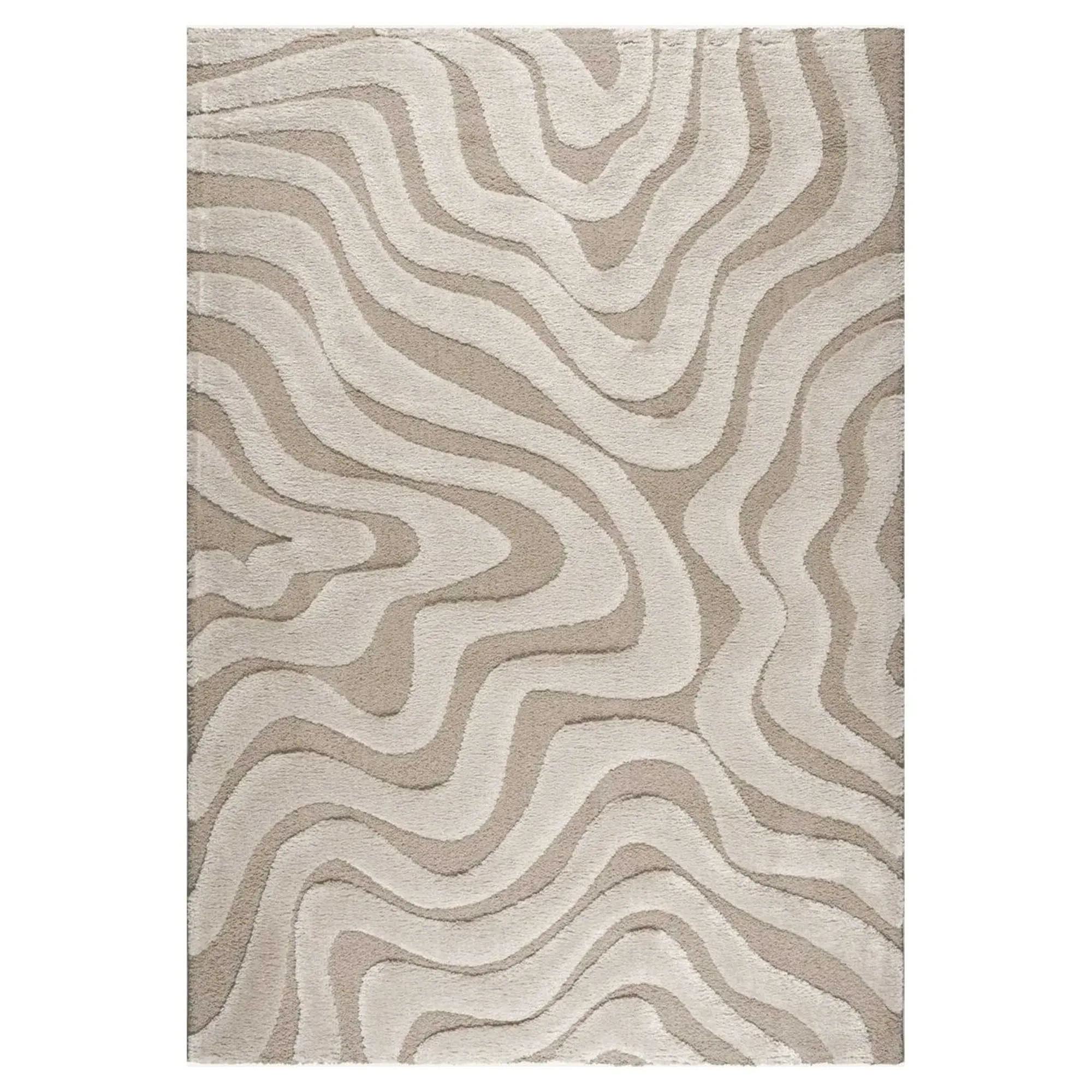 Ripple Square Rug - Taupe, Polyester