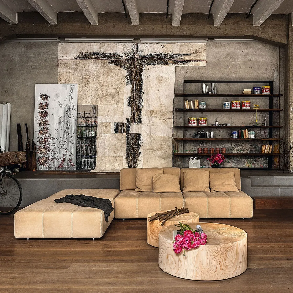 RIVA Eco Round Coffee Table - Brown, Cedar Wood