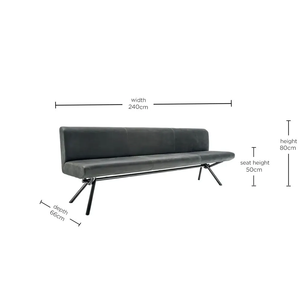 RIVA Iron Light Bench 240cm - Grey, Metal
