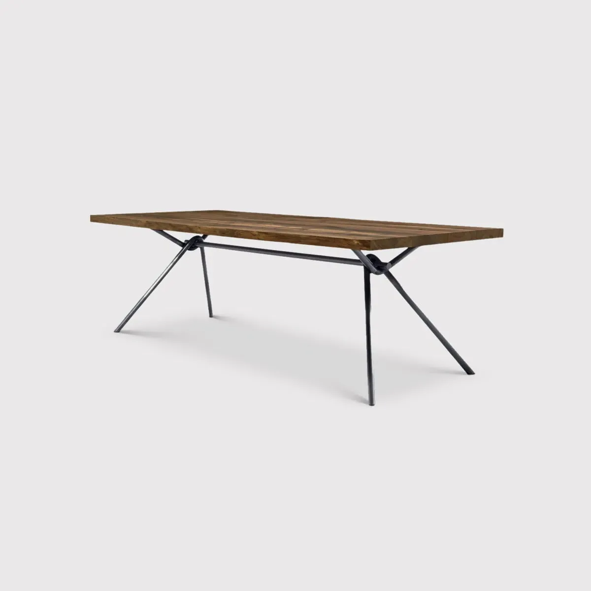 RIVA Iron Light Squared Dining Table - Brown, Walnut