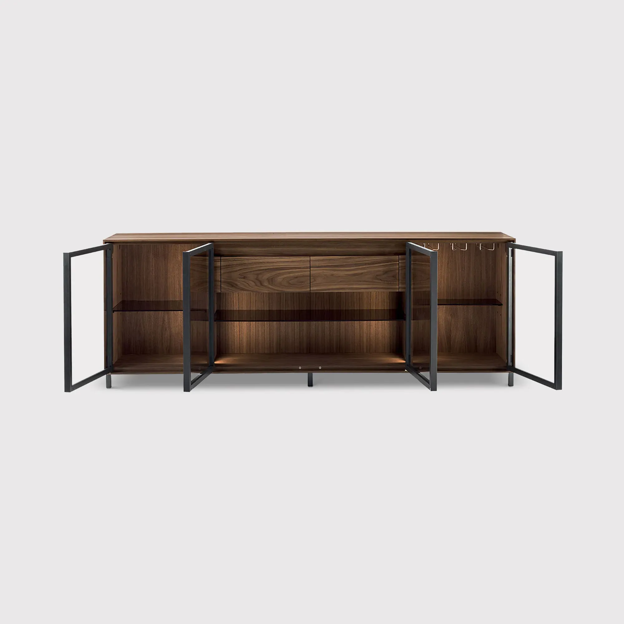 RIVA Pandora 4 Door Glass Sideboard - Brown, Wood image