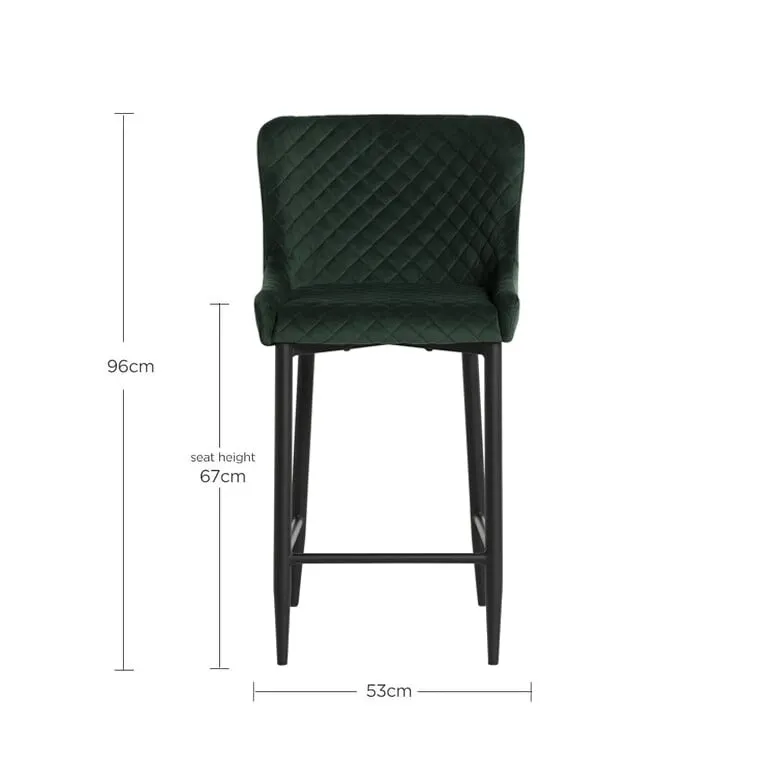 Rivington Counter Stool - Green, Velvet