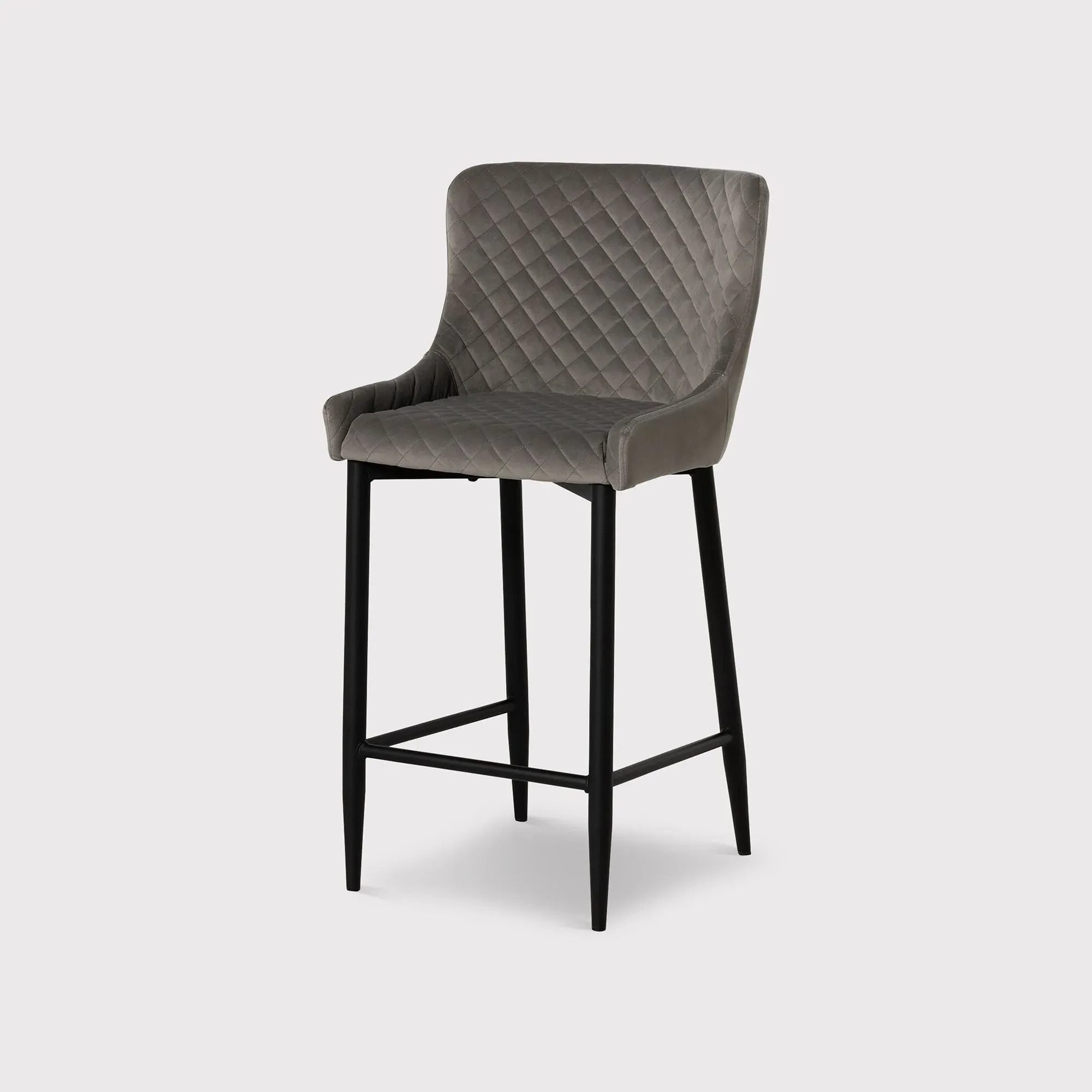 Rivington Counter Stool - Grey, Velvet