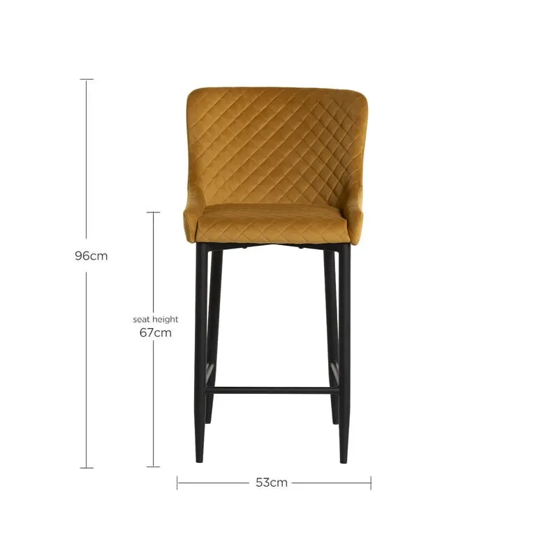 Rivington Counter Stool - Yellow, Velvet