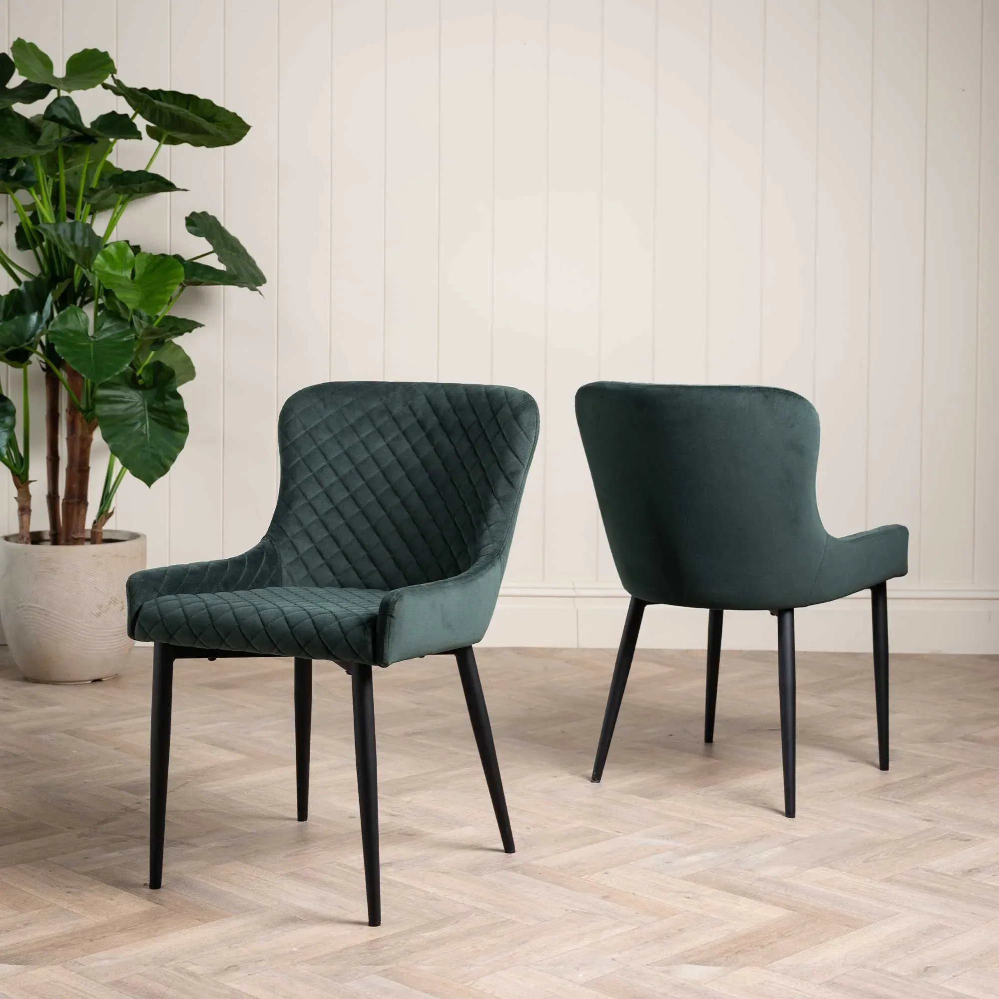 Rivington Dining Chair - Green, Velvet
