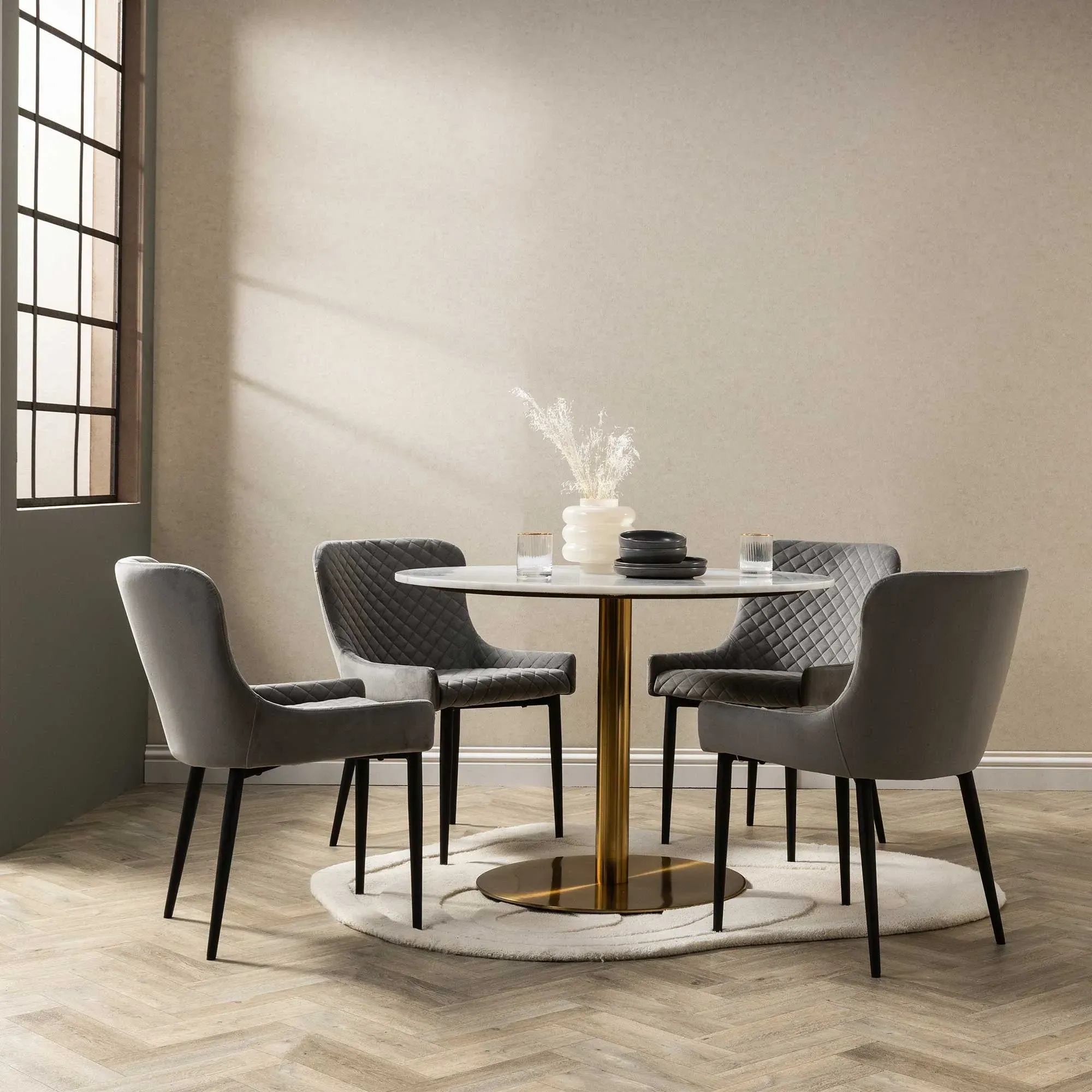 Rivington Dining Chair - Grey, Velvet