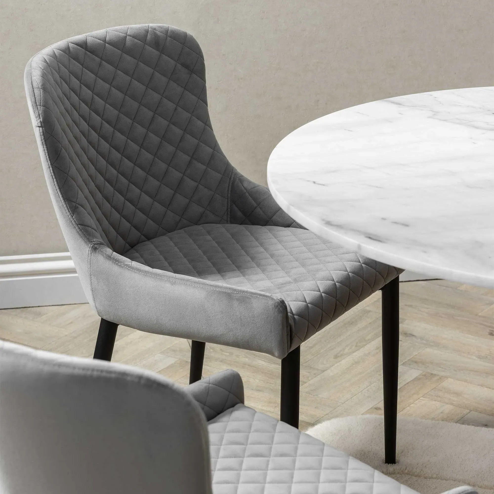 Rivington Dining Chair - Grey, Velvet