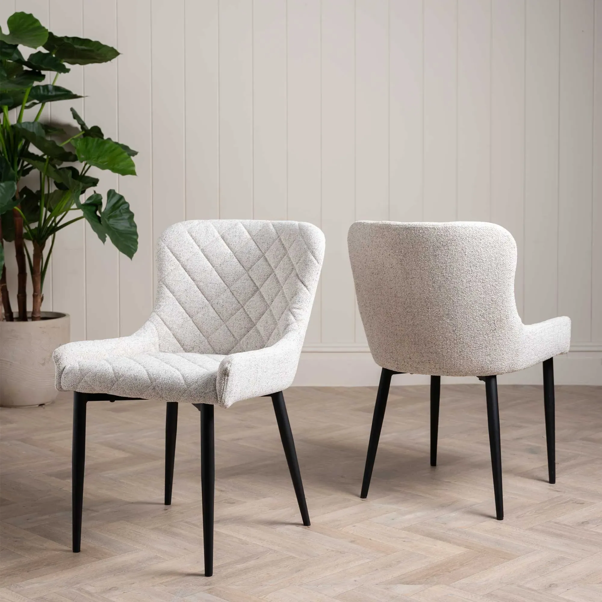 Rivington Dining Chair - White, Fabric