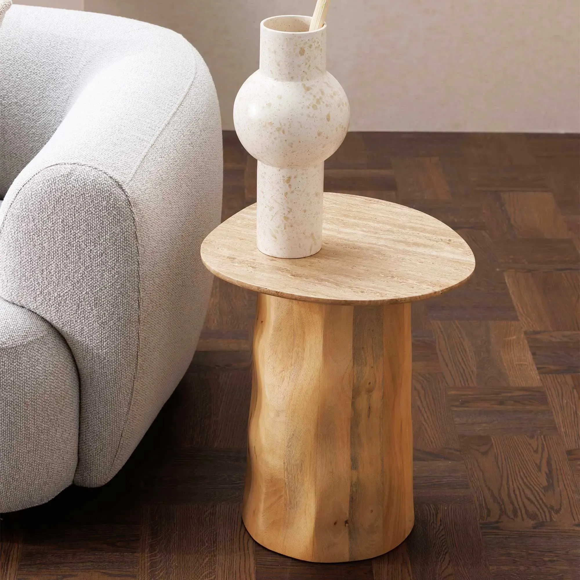 Rodin Round Side Table - Neutral, Mango Wood