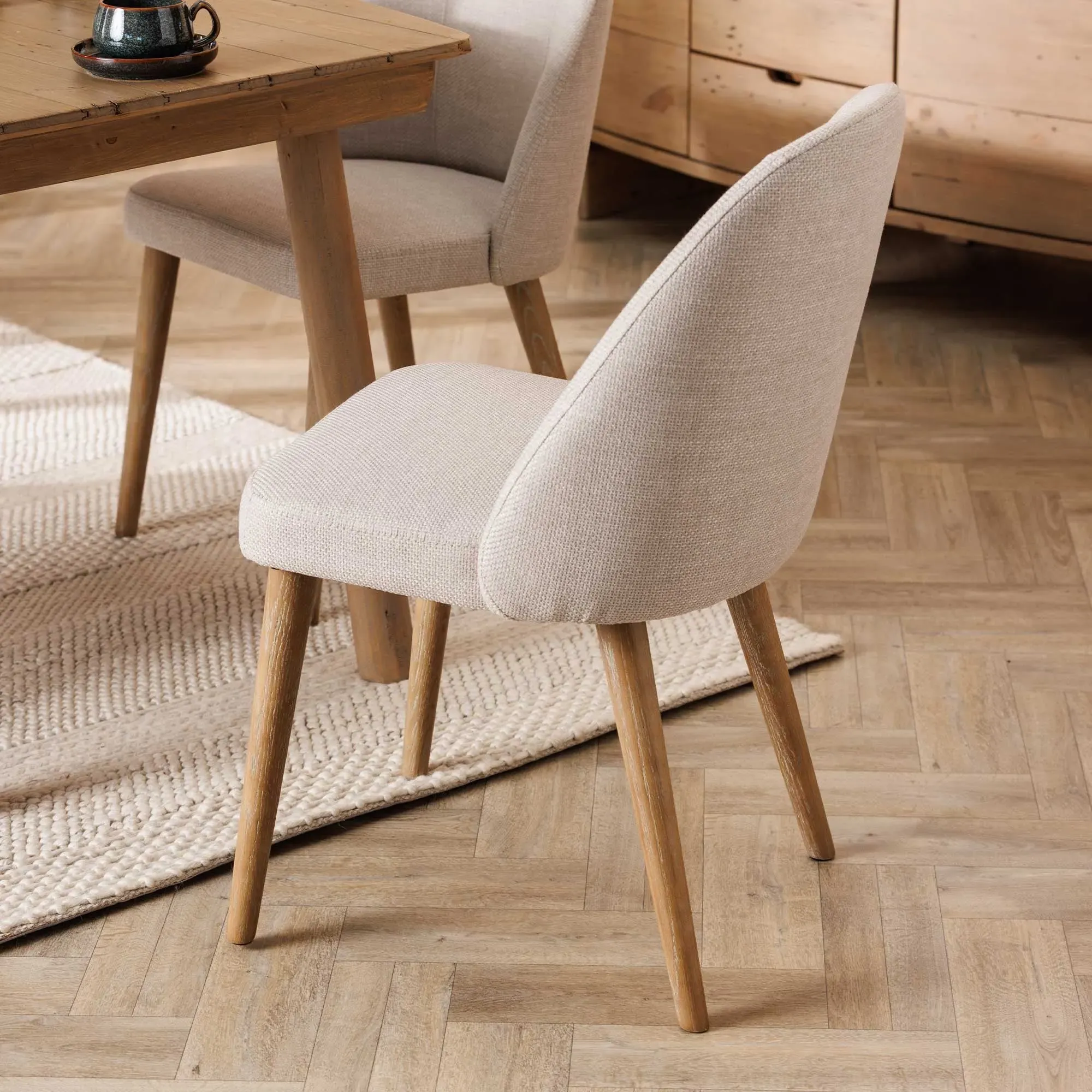 Rogan Dining Chair - Neutral, Boucle