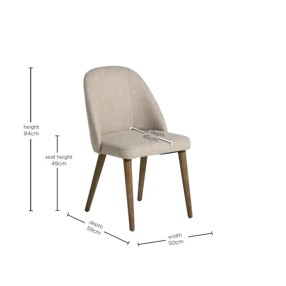 Rogan Dining Chair - Neutral, Boucle